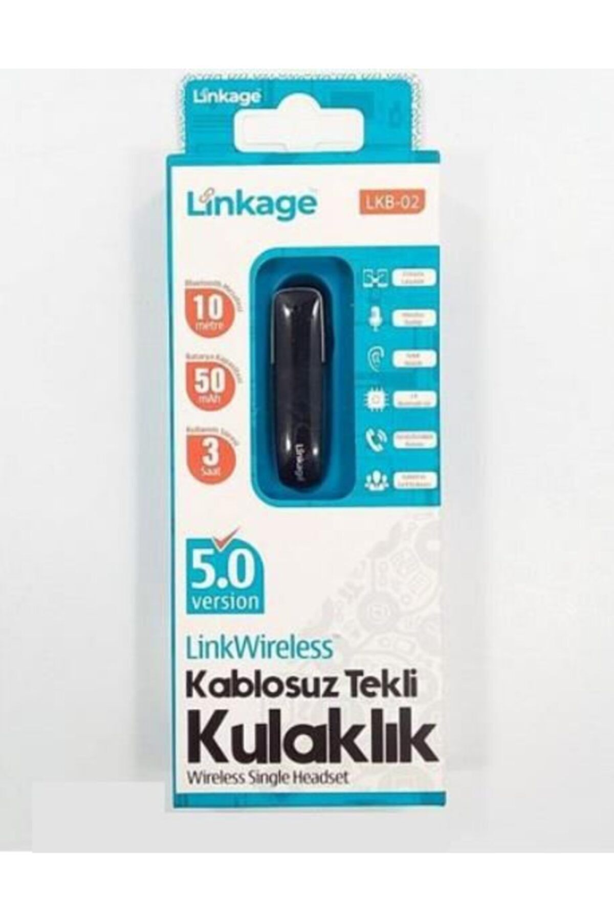 Linkage 5.0 Kablosuz Tekli Mikrofonlu Bluetooth Kulaklık Çift Cihaz Uyumlu Araç Kiti + Yedek Silikon