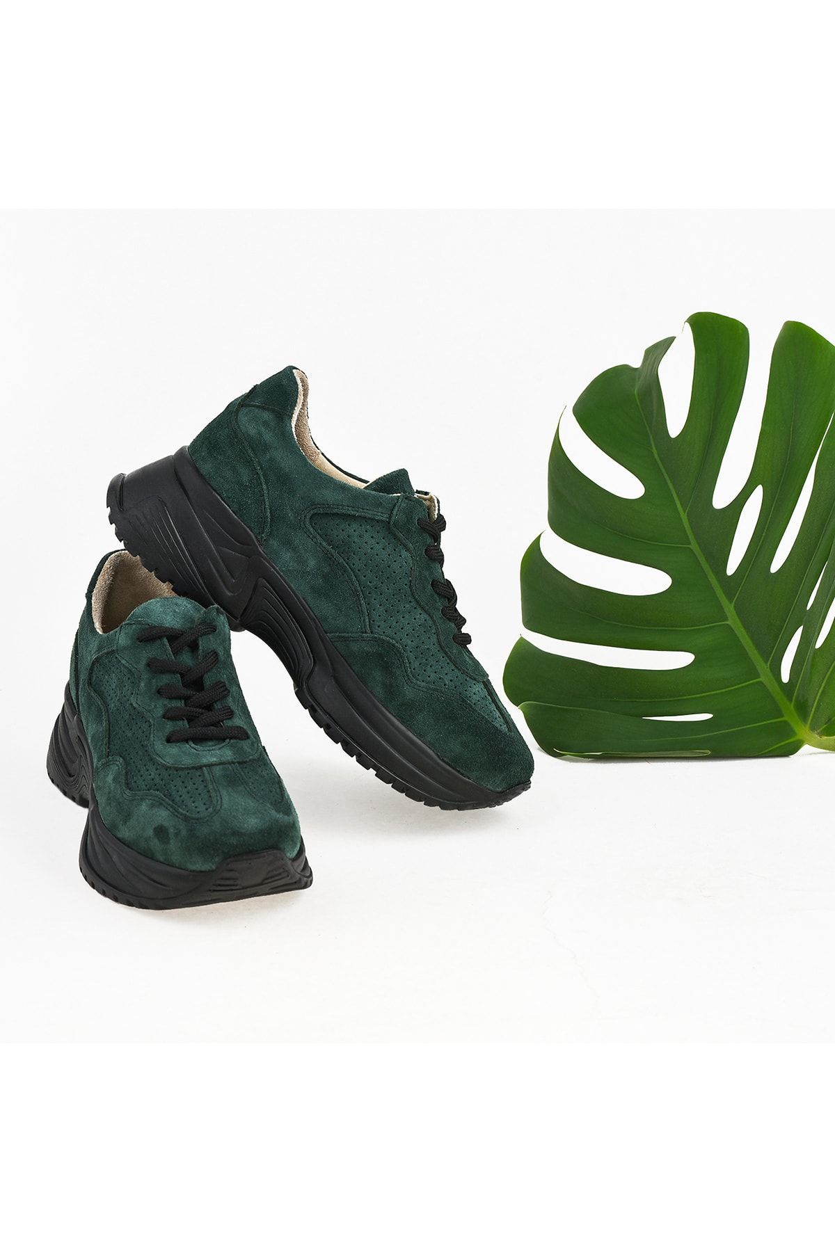 NOOSY Kadın Yeşil Hakiki Deri Sneaker