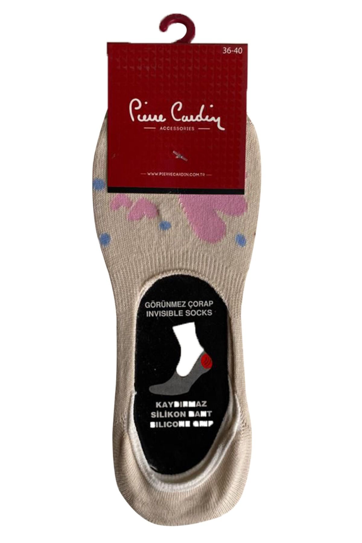 Pierre Cardin Kelebek Pamuk Kadın Görünmez Çorap Taş