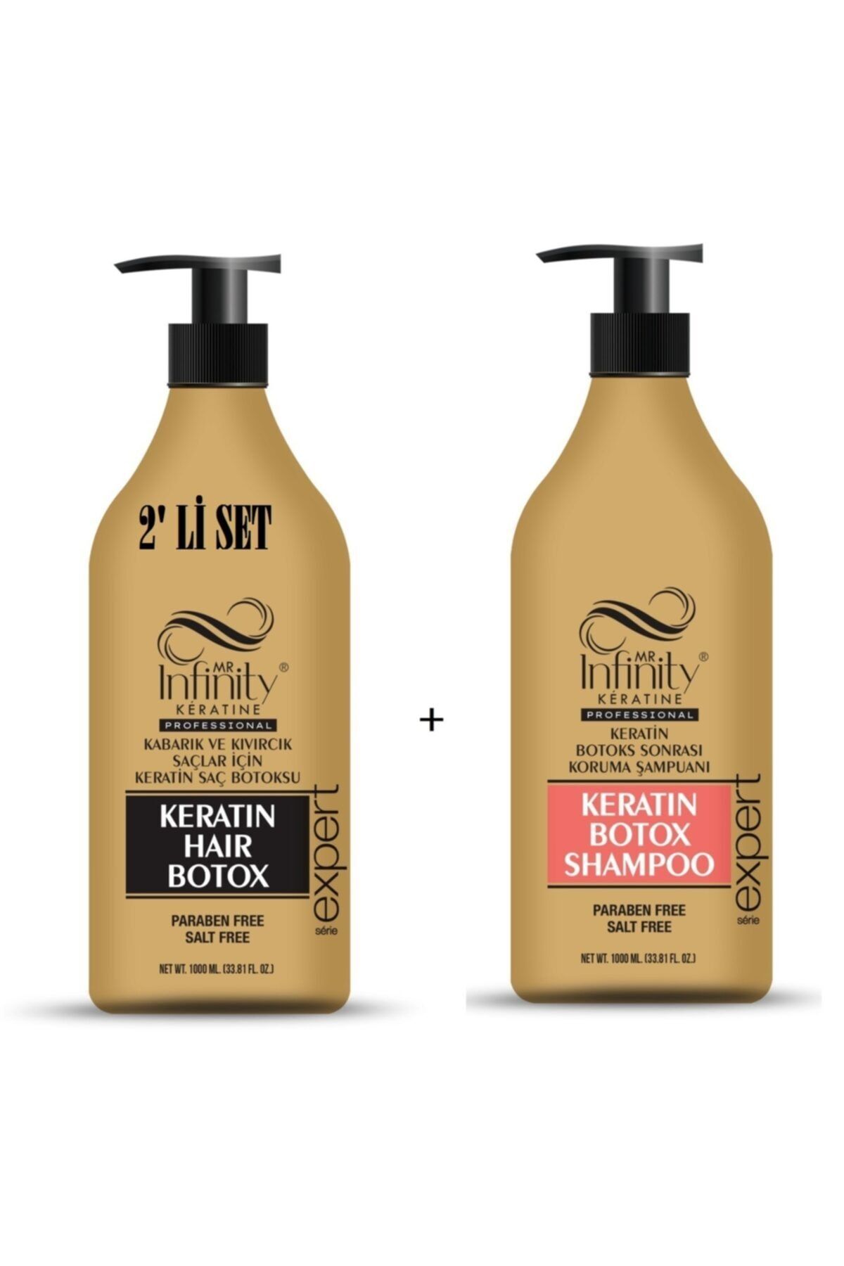 mr infinity Infinity Professional Keratin Onarıcı Yıpranmış Kuru Saç Botoksu + Keratin Şampuan 1000 Ml Set