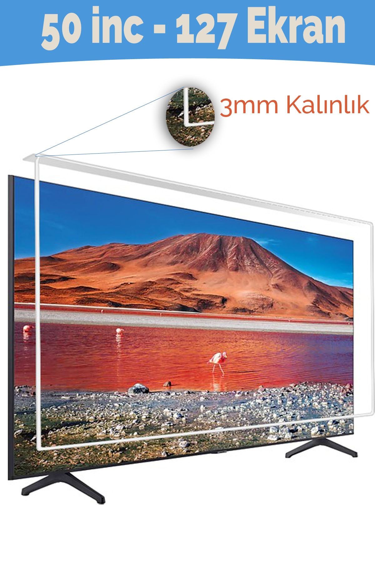 Poolipo 50 Inc- 127 Ekran Tv Ekran Koruyucu Ve Ekran Koruma Camı 3mm Kalın Dayanıklı Televizyon Kırılmaz Cam