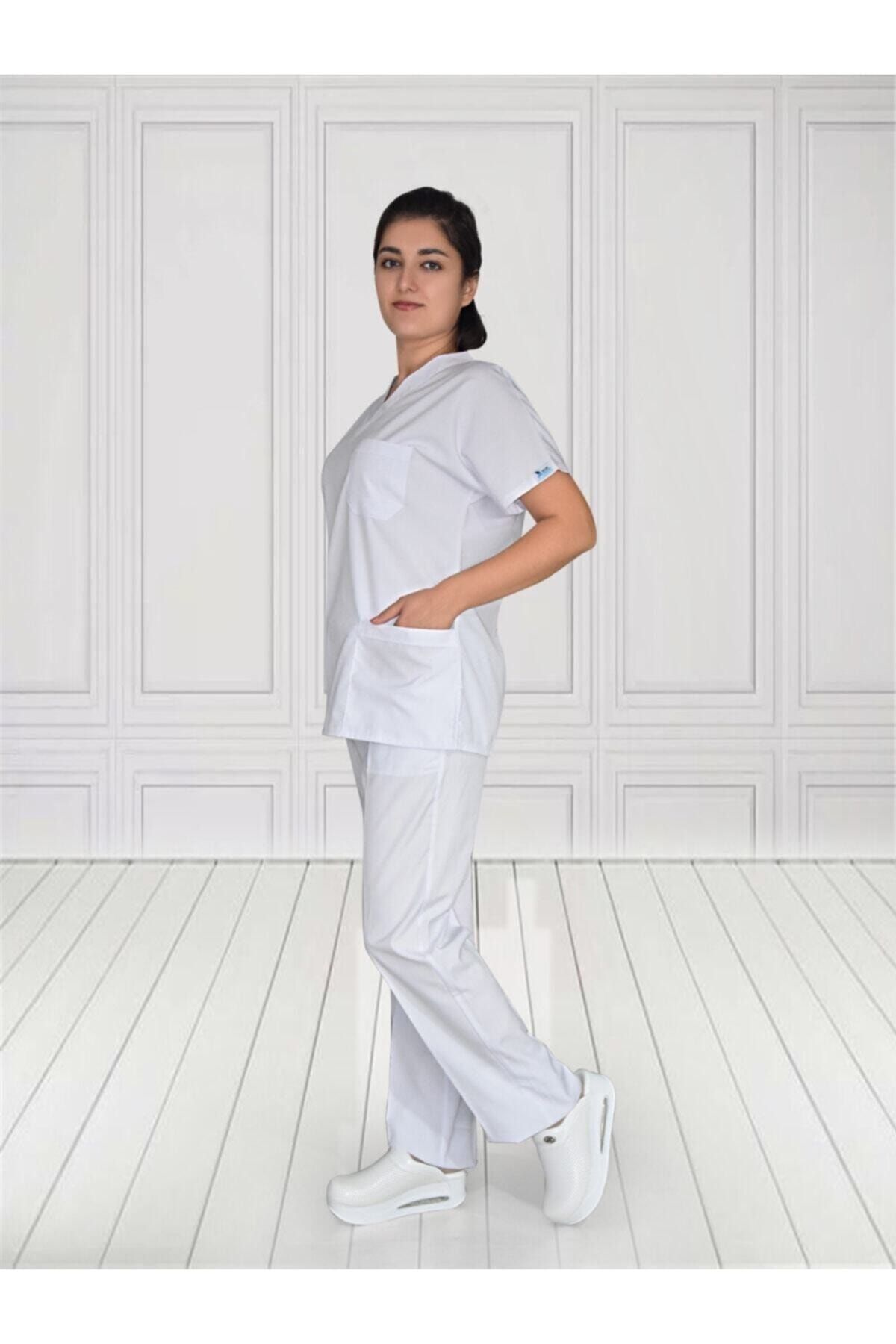 Nur Medikal Giyim Unisex Beyaz  Alt Üst Takım
