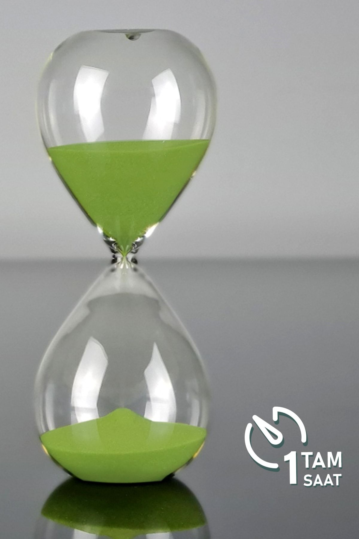 Evbuya Adaçayı Yeşili Cam Kum Saati, 1 Saatlik Pomodoro Zamanlayıcı, Masa Salon Oda Dekor Saat Trend Hediye