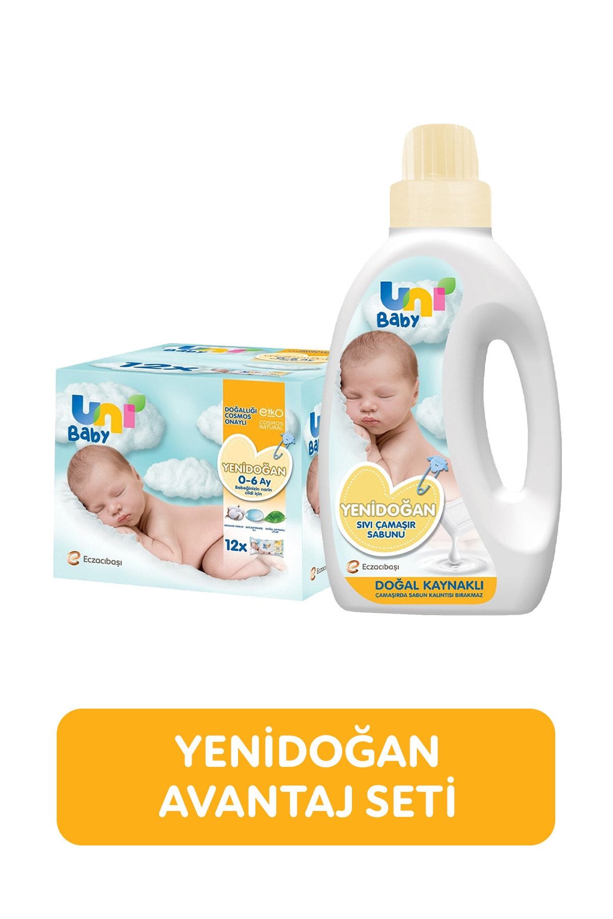 Uni Baby Yenidoğan Avantaj Seti - Yenidoğan Islak Mendil 12'li Yenidoğan Çamaşır Sabunu 1500 ml