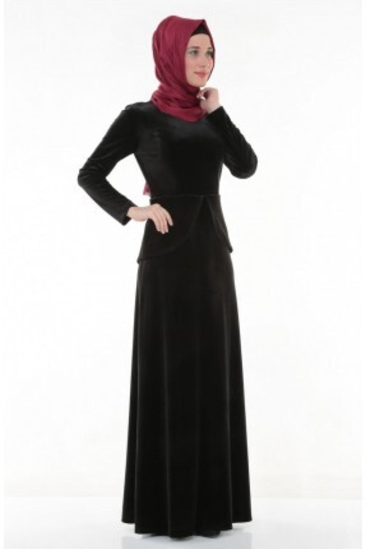 Nidya Moda Kadın Siyah Peplumlu Abiye Elbise