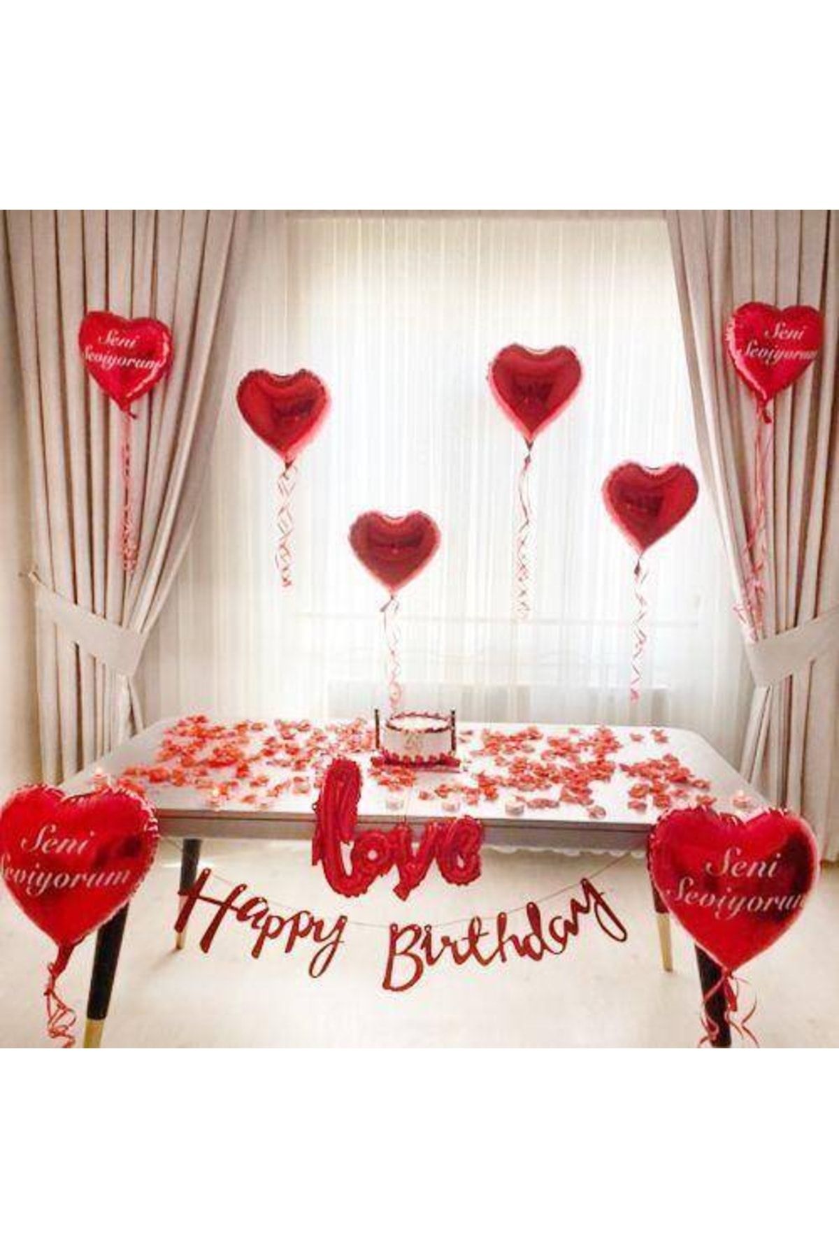 Parti Dükkanım Sevgiliye Sürpriz Romantik Masa Süsleme Seti