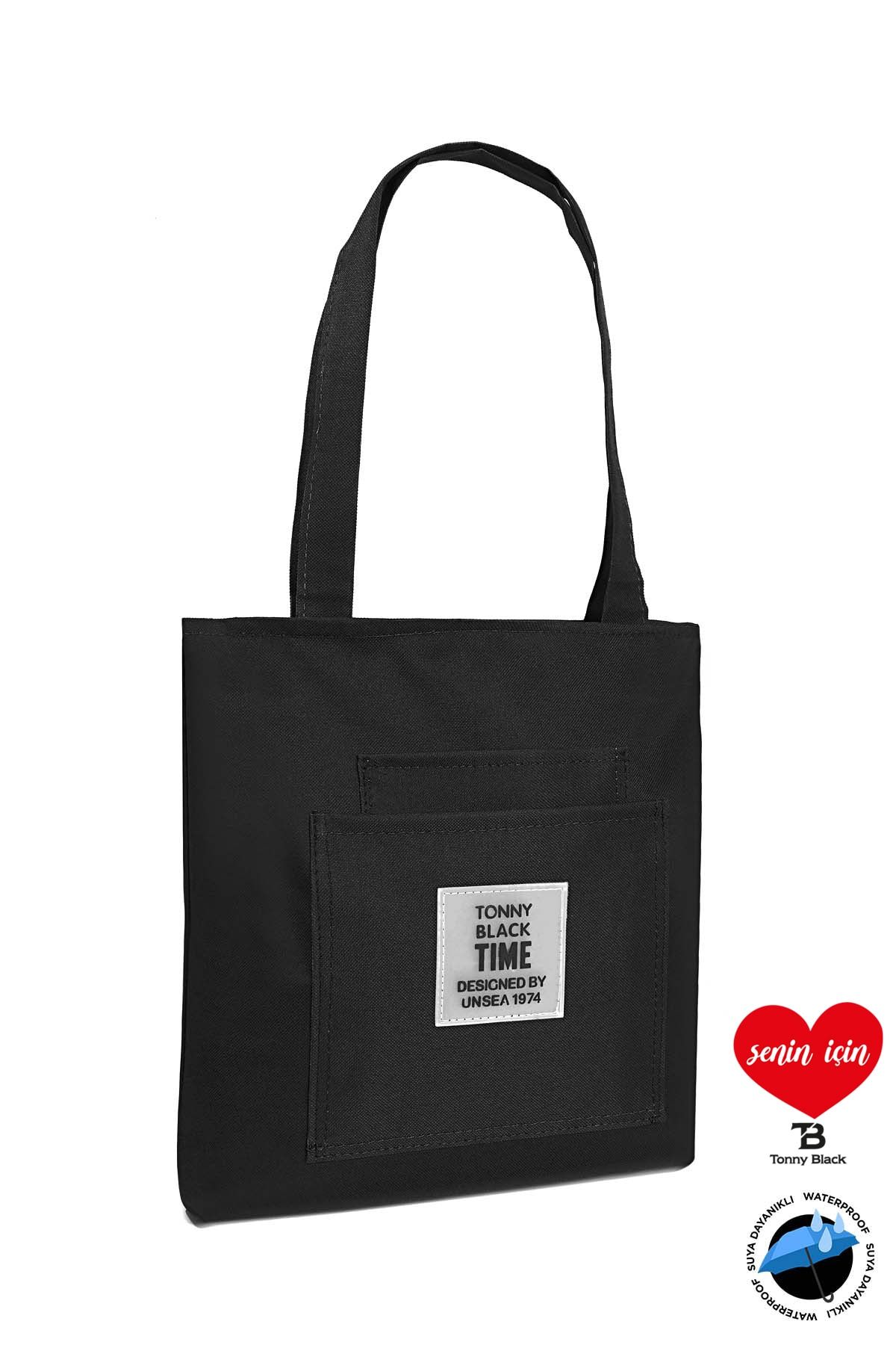 Tonny Black Orijinal Time Serisi 3 Bölmeli Fermuarlı Su Geçirmez Yumuşak Bez Kumaş Tote Bag Kol Ve Omuz Çantası