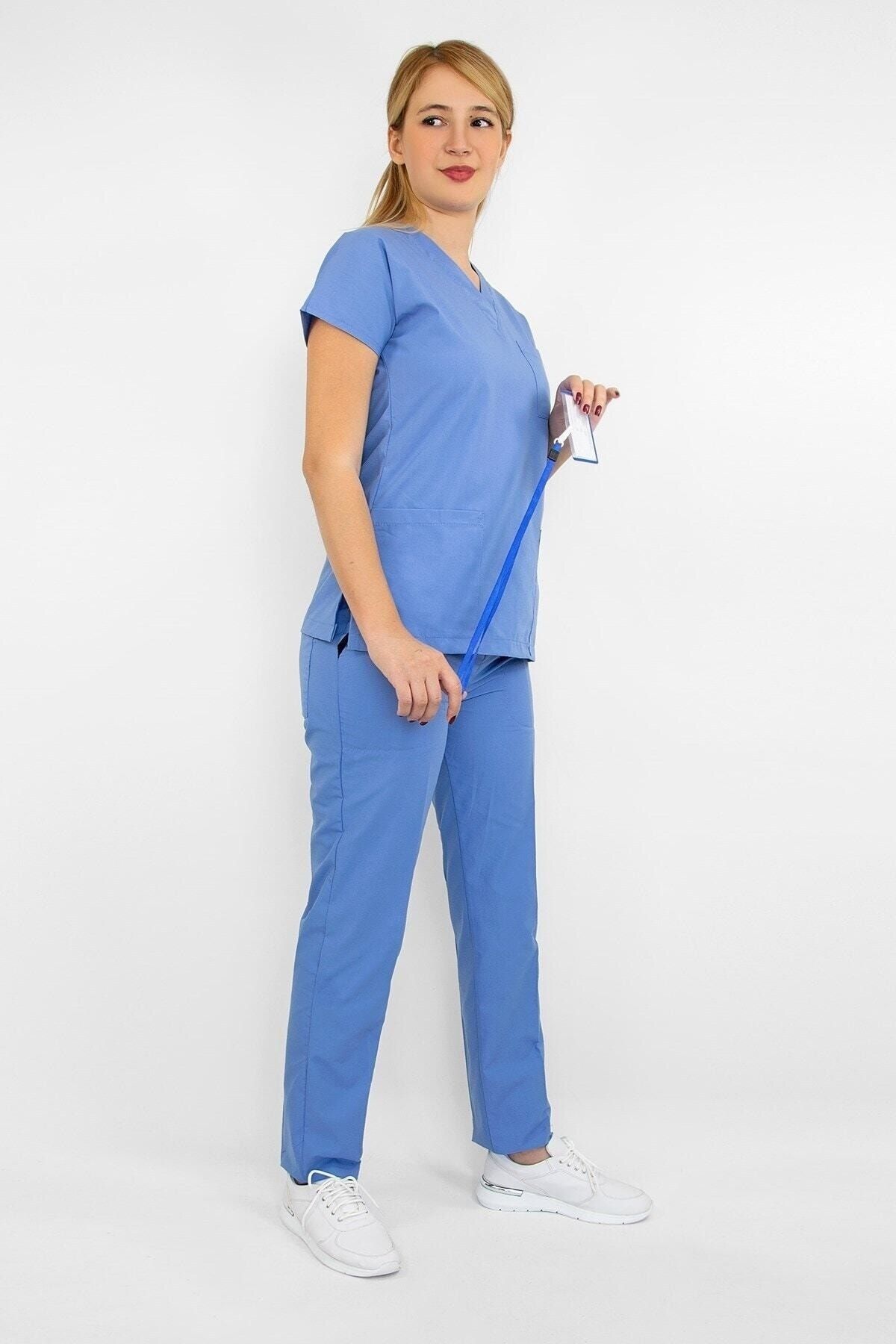 Nur Medikal Giyim Mavisi Likralı Tek Alt Pantolon