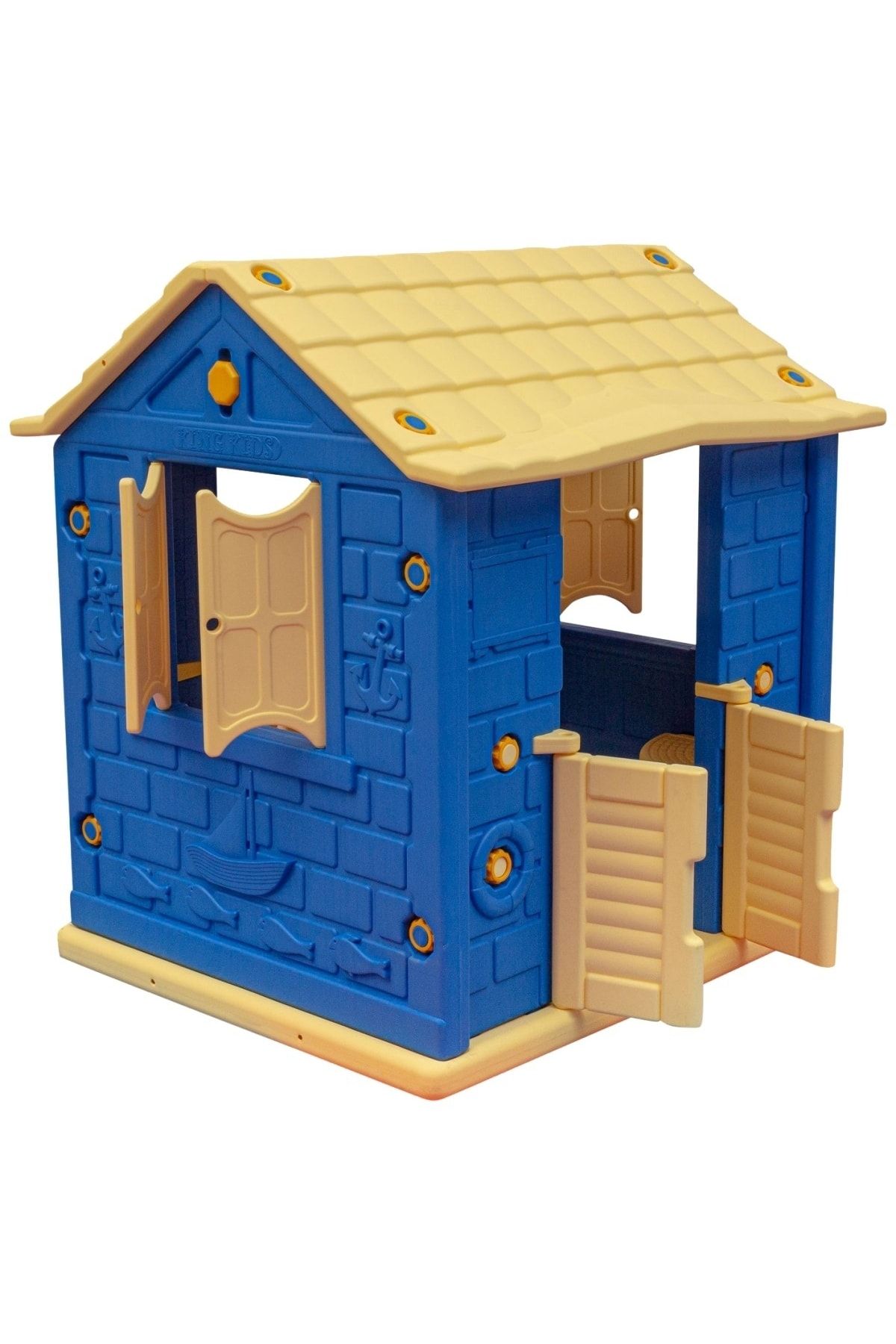 EXECTUS Mavi Renk - Çocuk Oyun Evi Çift Kapılı - Aktivite Alanı - Çocuk Parkı - Oyun Alanı