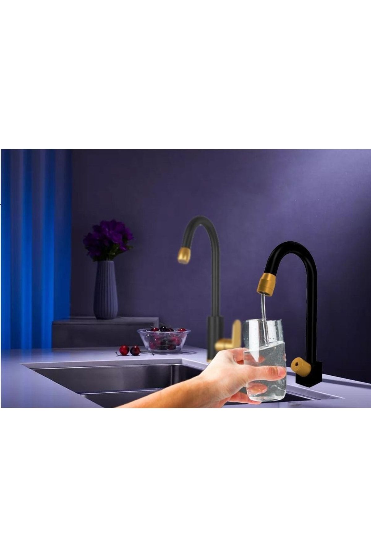 FAWER Faucet & Shower Gold Siyah Arıtma Cihazı Bataryası Musluğu - 120gb
