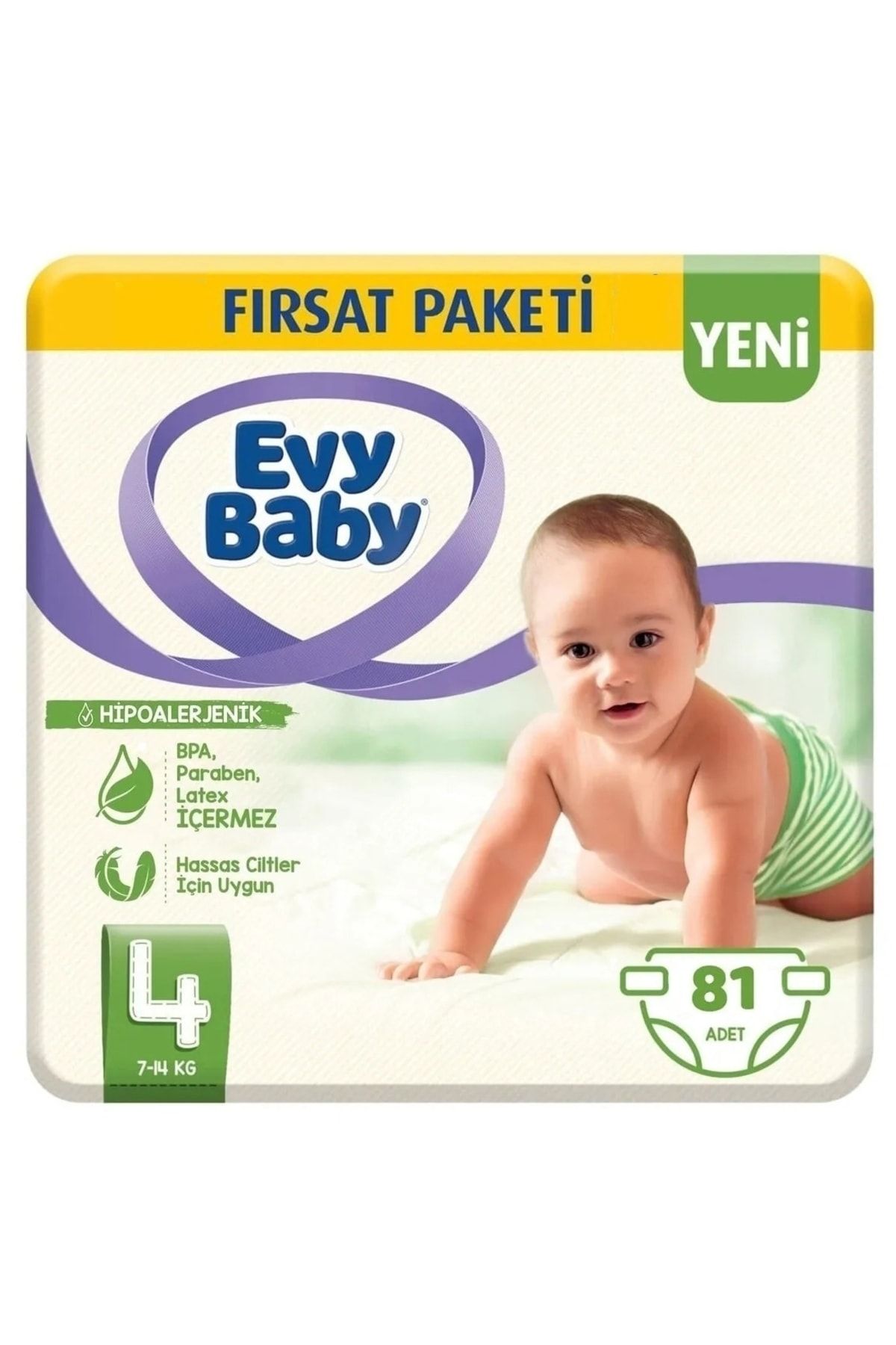 Evy Baby Bebek Bezi 4 Beden Yenidoğan Fırsat Paketi 81 Adet