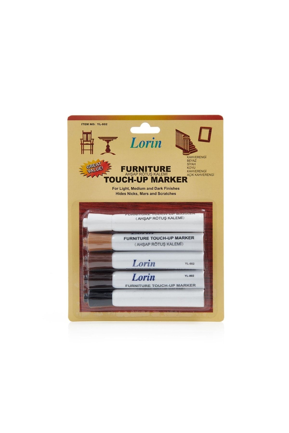 Lorin Ahşap Rötuş Kalemi (5'li Paket)