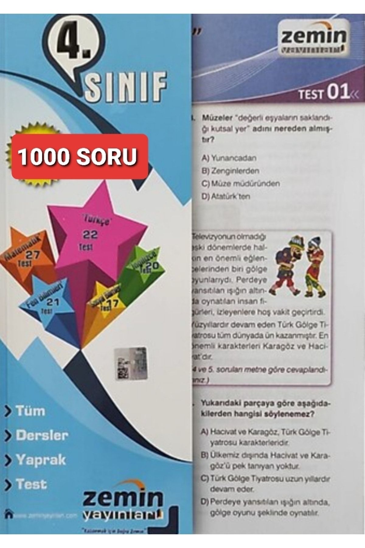 Zemin Yayınları 4. Sınıf Yaprak Test Tüm Dersler 1000 Soru (210 SAYFA)