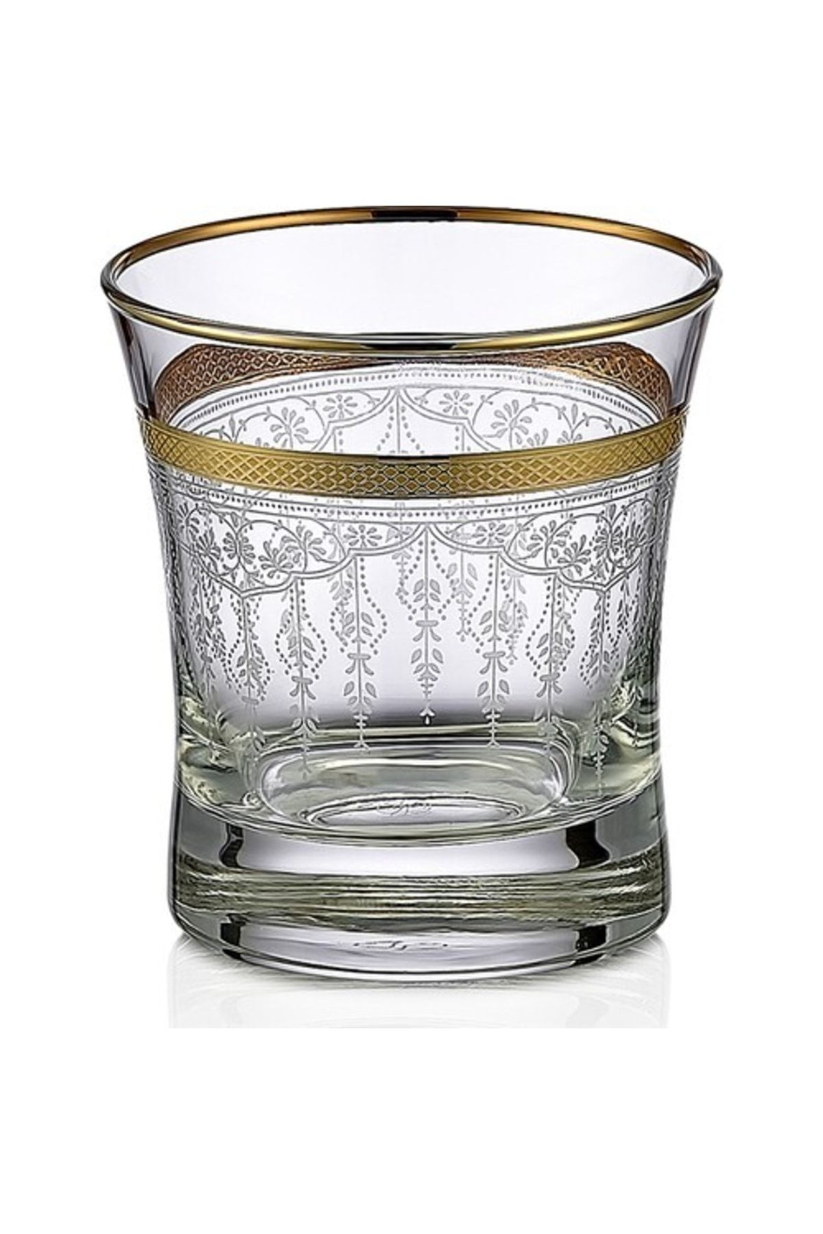 KCD Efruz Altın Kesme El Dekor Yaldızlı 6 Adet Desenli Su Bardağı Takımı