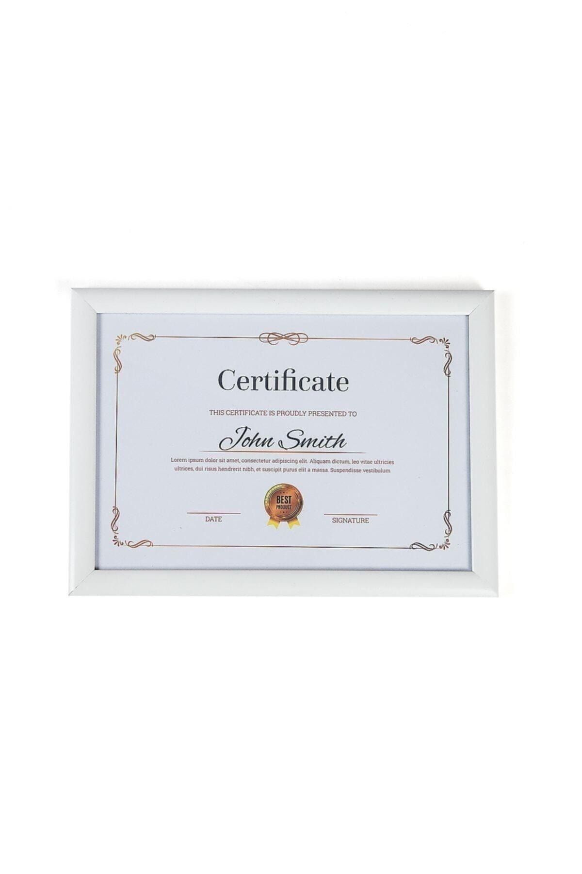 Raven Klasik A4 Çerçeve Beyaz Kırılmaz Pvc Camlı 21x30 Sertifika Diploma Belge Fotoğraf Için 002