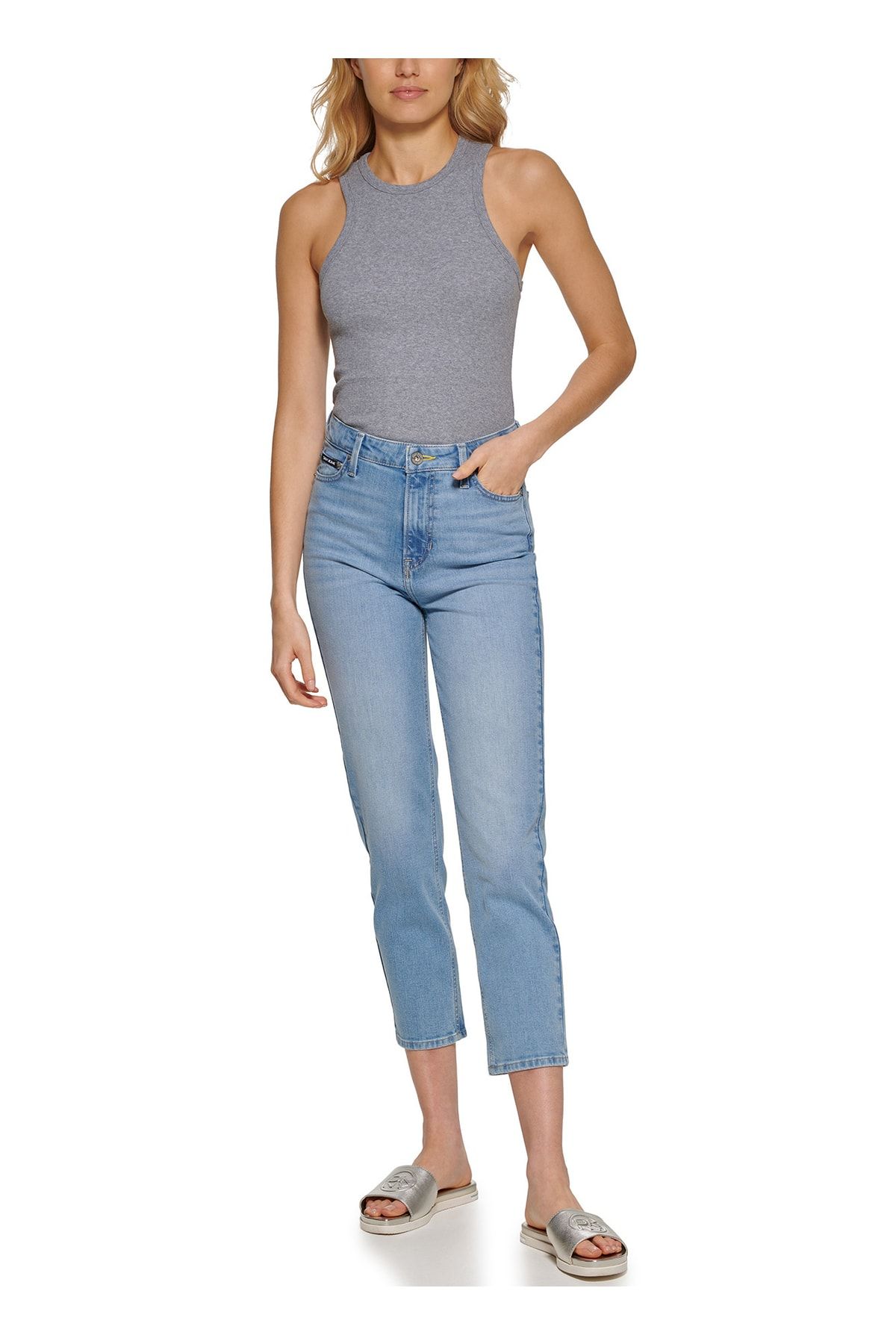 Dkny Jeans Yüksek Bel Straight Paça Regular Straight Indigo Kadın Denim Pantolon E2rk0780