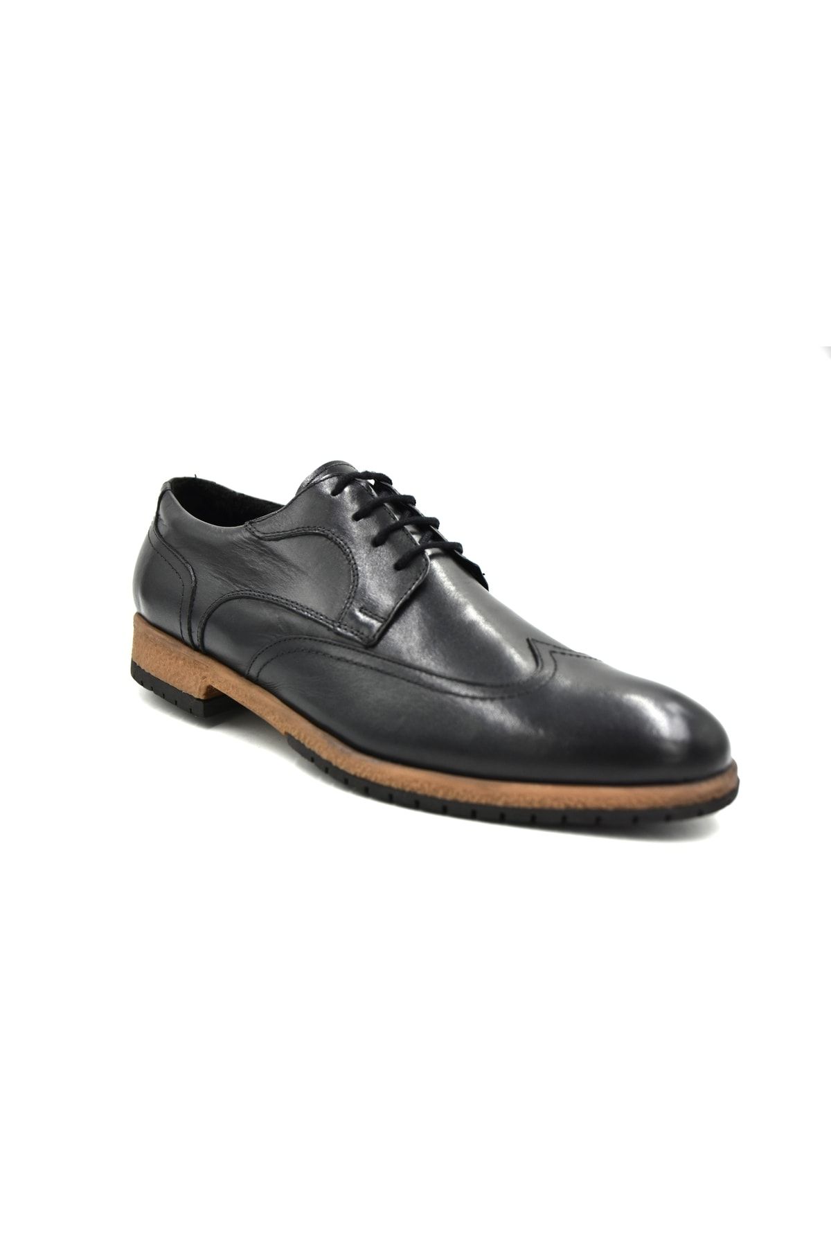 Prego Termo Kaymaz Taban Hakiki Deri Bağcıklı Erkek Klasik Günlük Ayakkabı Siyah