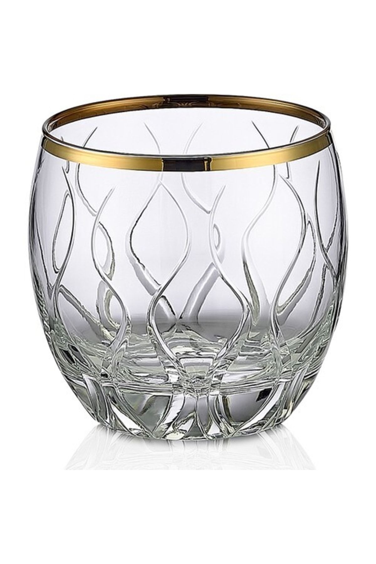 KCD Kilim Altın Kesme El Dekor Yaldızlı 6 Adet Desenli Su Bardağı Takımı