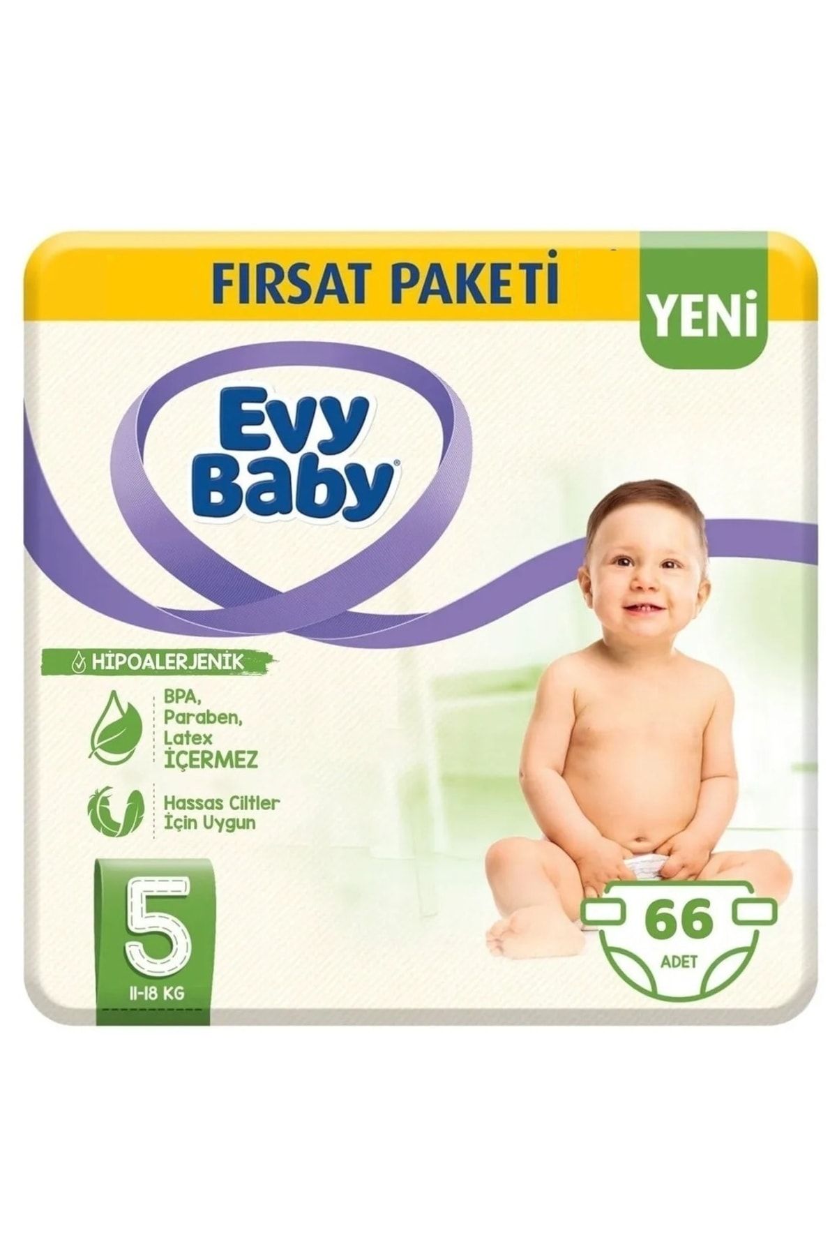 Evy Baby Bebek Bezi 5 Beden Yenidoğan Fırsat Paketi 66 Adet