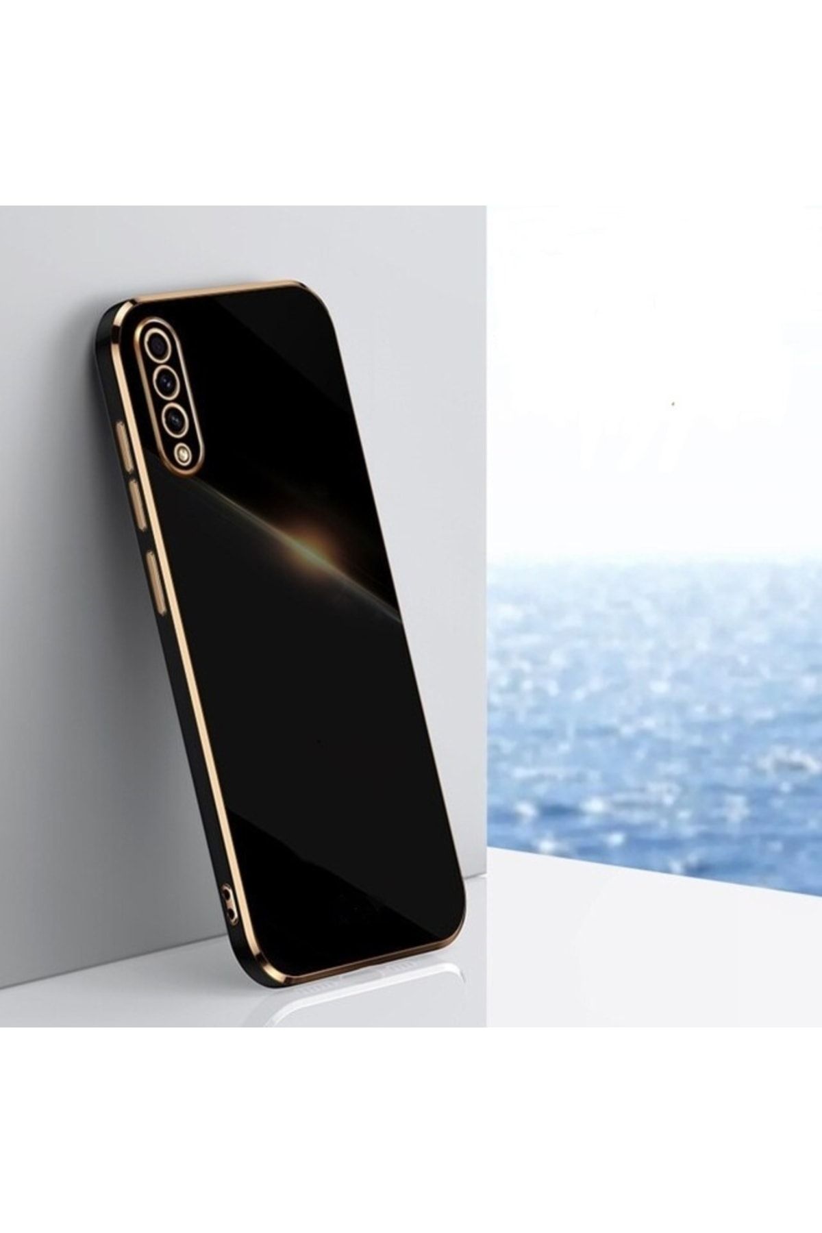Posso Samsung Galaxy A30s / A50 / A50s Uyumlu Kılıf Kenarları Gold Renk Silikon Kapak