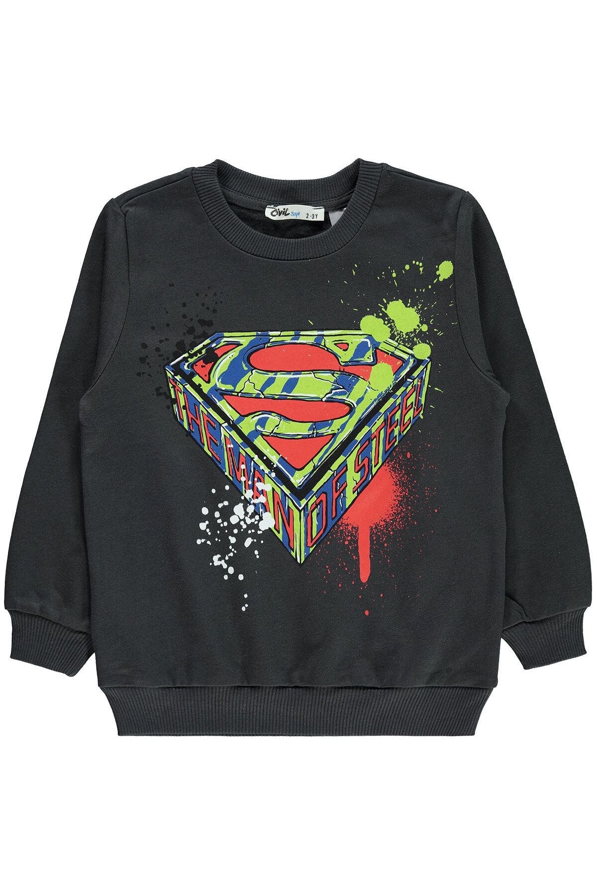 Superman Erkek Çocuk Sweatshirt 2-5 Yaş Antrasit