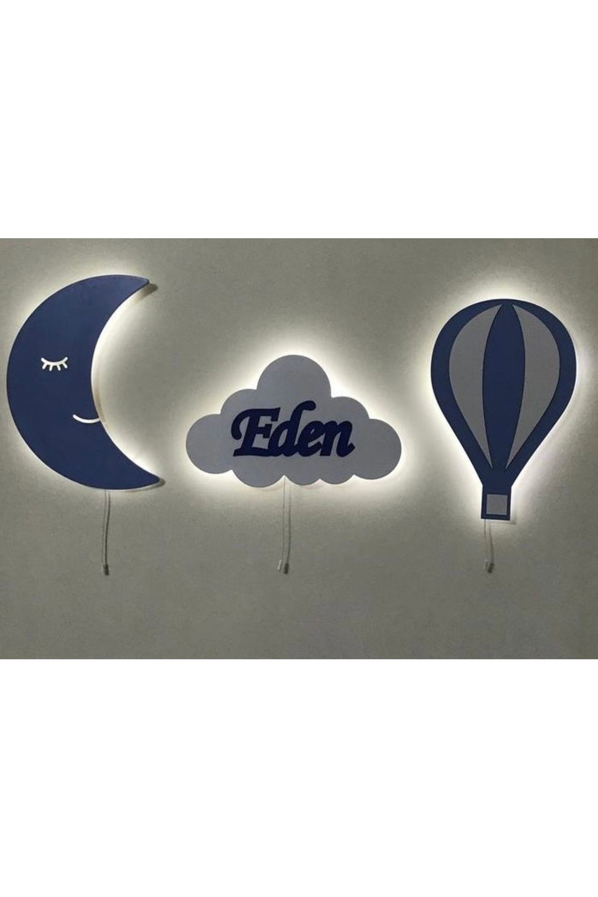 Windly Concept Isimli Ay Balon Bulut Gece Lambası Çocuk Odası Bebek Odası Dekoratif Led Aydınlatma Set