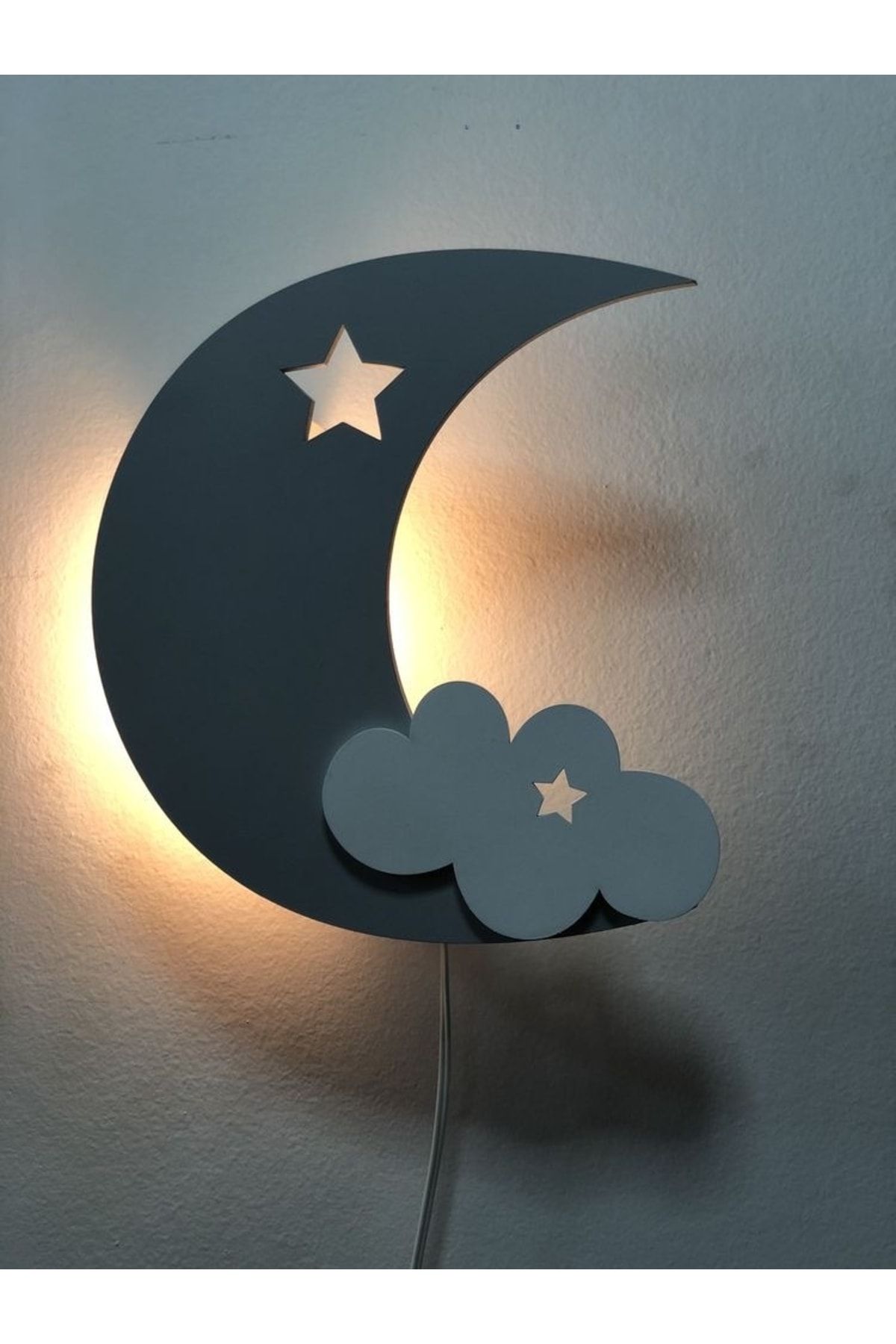 Windly Concept Ay Bulut Gece Lambası Çocuk Odası Bebek Odası Dekoratif Led Aydınlatma 30cm