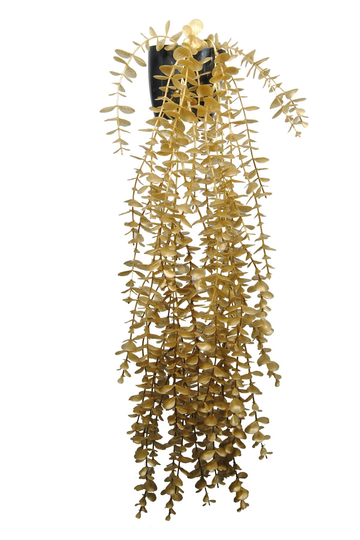 Lilac Home Yapay Çiçek Maxi Boy Siyah Saksılı Gold Okaliptus Sarkıtı