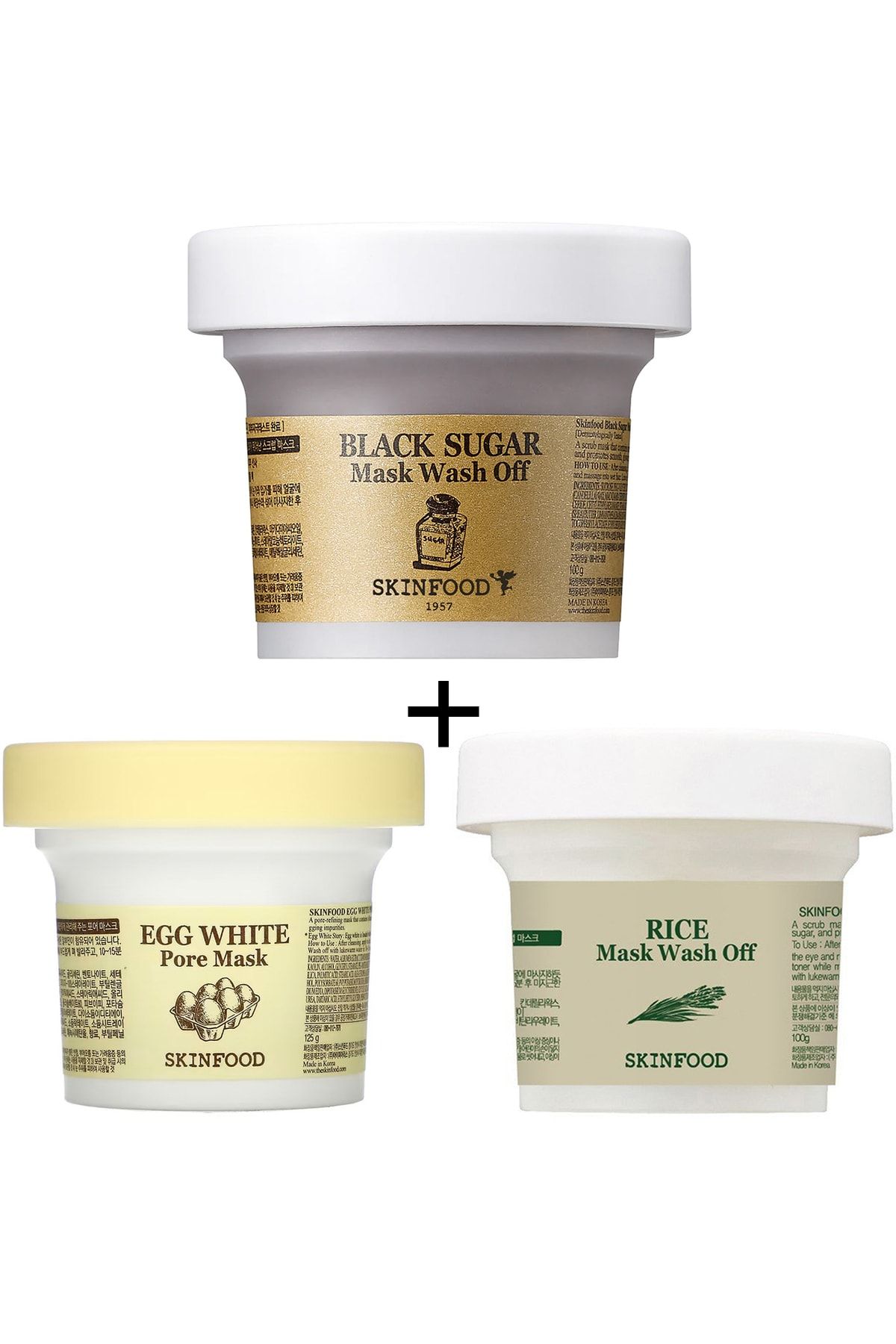 Skinfood Egg White Pore + Rice + Black Sugar Mask 3'lü Set