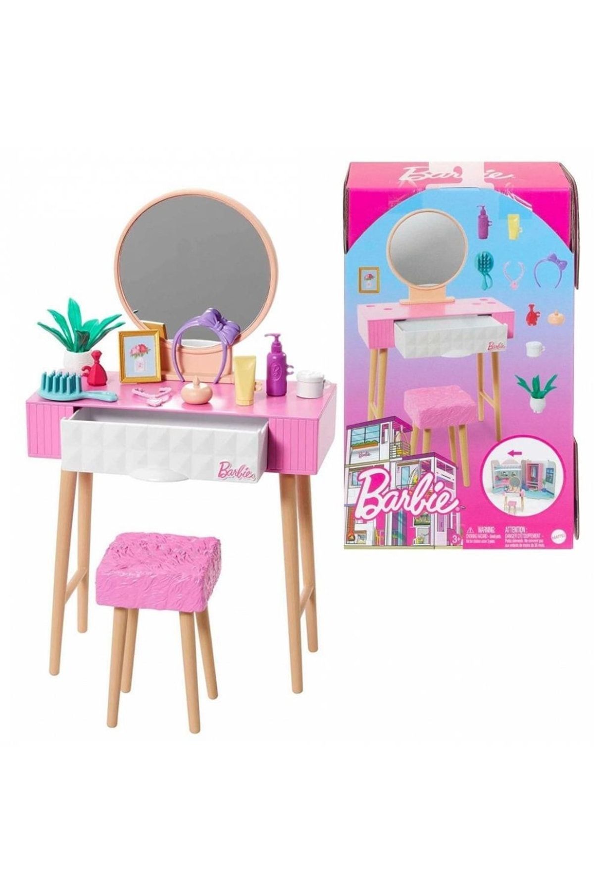 Barbie Hjv32 'nin Ev Dekorasyonu Oyun Seti - Güzellik Masası Hjv35