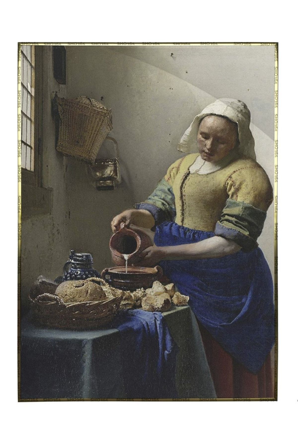 Shop365 Sütçü Kız Çalışırken Johannes Vermeer Yağlı Boya Görünümlü Poster P-004546 30*40