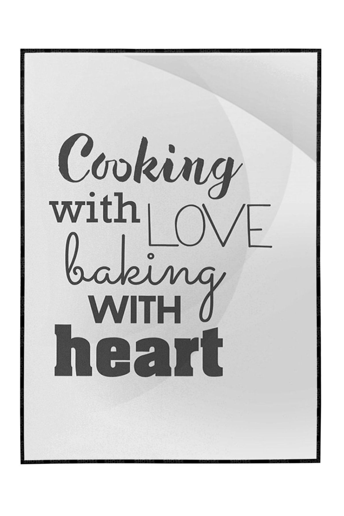 Shop365 Cooking With Love..ingilizce Yazı Yemek Mutfak Dekoratif Tablo Çerçeveli P-004554