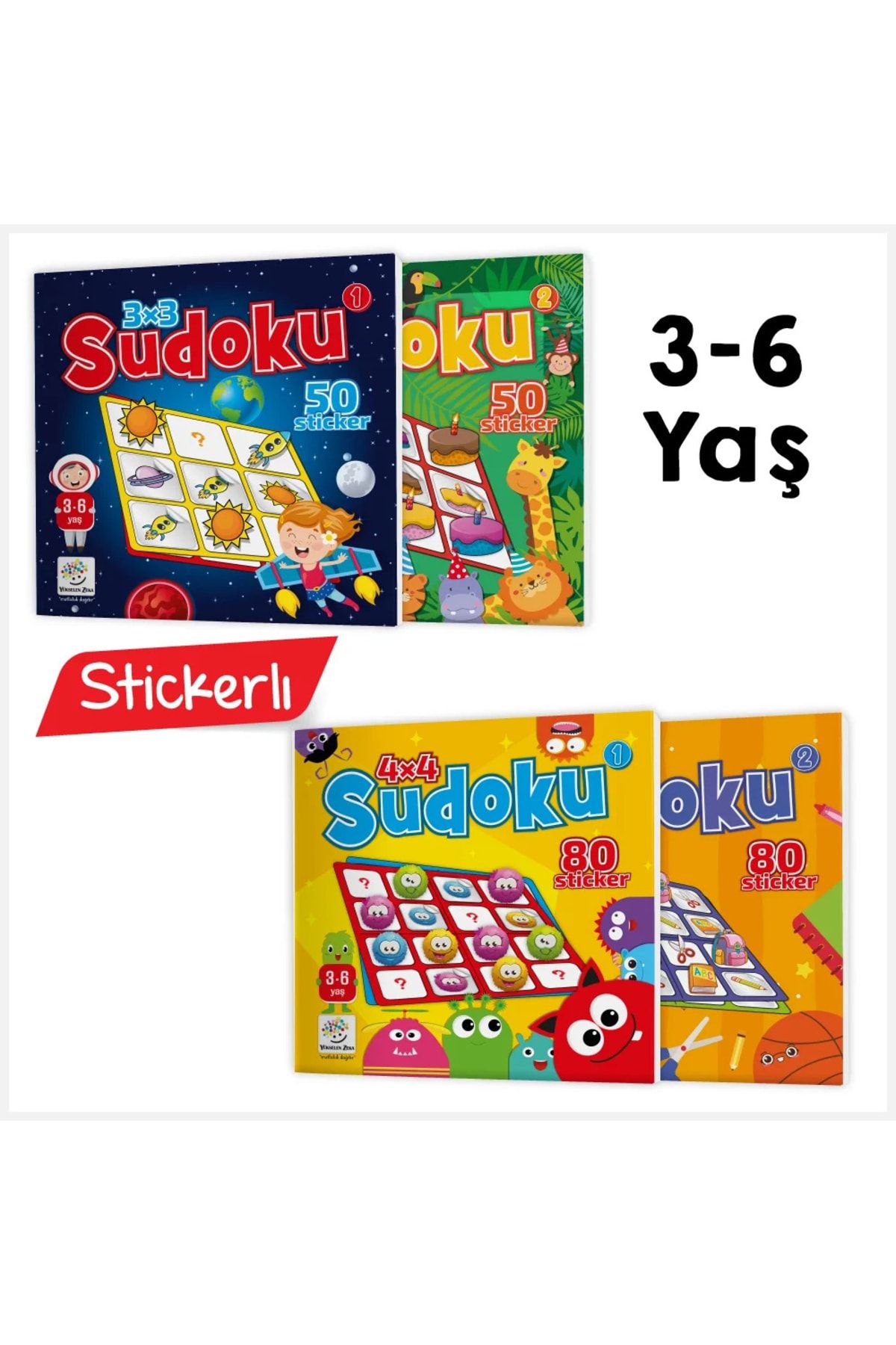 Yükselen Zeka Yayınları 3-6 Yaş Stickerlı Sudoku Seti (dikkat Ve Zeka Geliştiren Bulmacalar Serisi, 260 Adet Çıkartma)