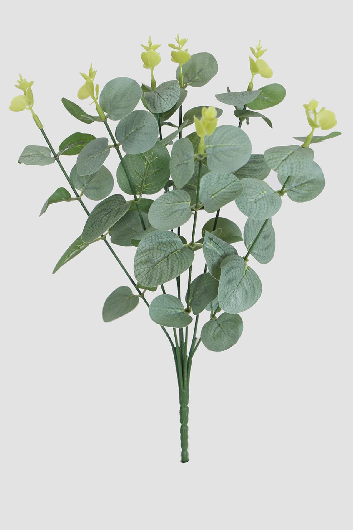Yapay Çiçek Deposu 7 Dal Plastik Okaliptus Demeti 33 Cm Mat Yeşil