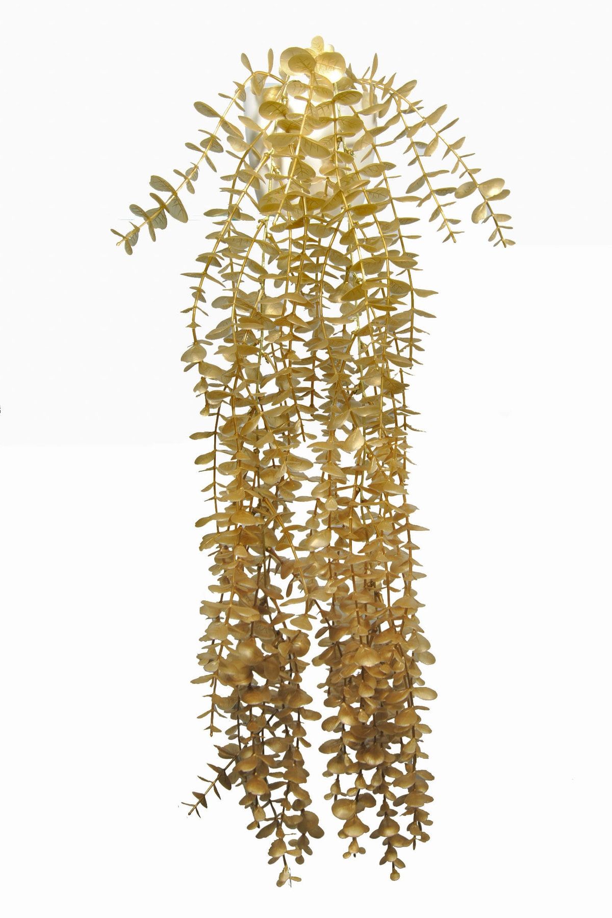 Lilac Home Yapay Çiçek Maxi Boy Beyaz Saksılı Gold Okaliptus Sarkıtı