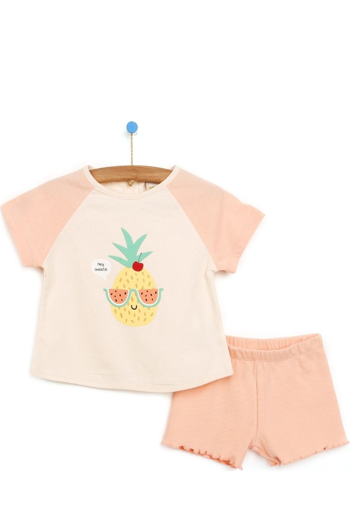 HelloBaby Sweet Fruit Kız Bebek Organik Pamuk Tshirt Şort