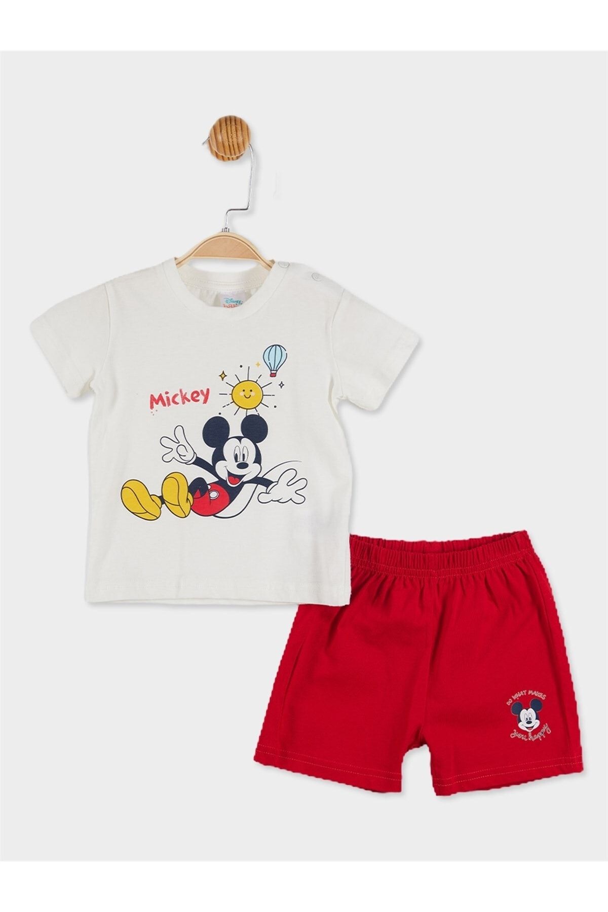 Mickey Mouse Disney Lisanslı Erkek Bebek Tişört Ve Şortlu Pijama Takımı 20843