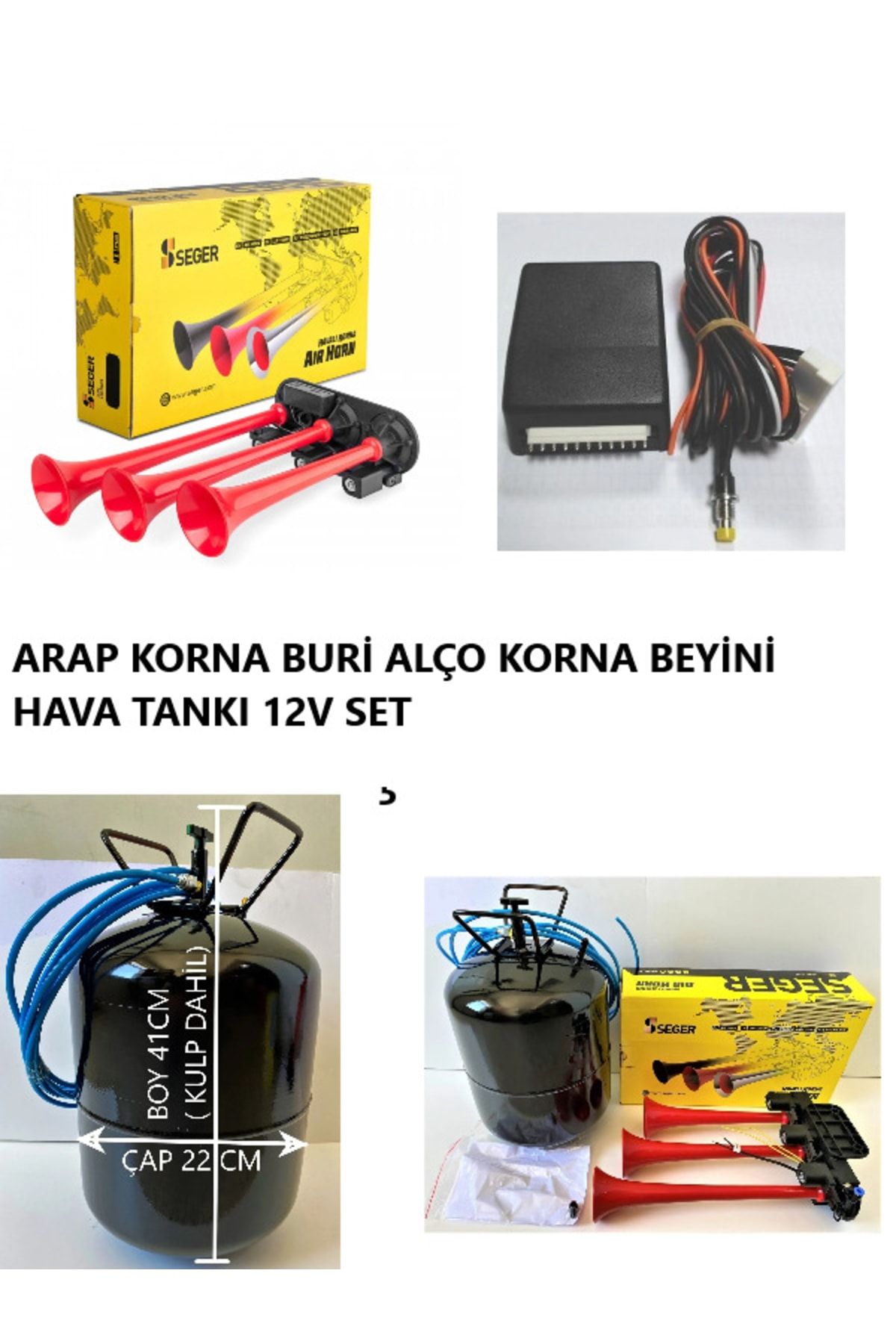 Seger Havalı Dali Dali Saydırmalı Nuri Alço Beyinli Arap Korna Tüp Set 12v