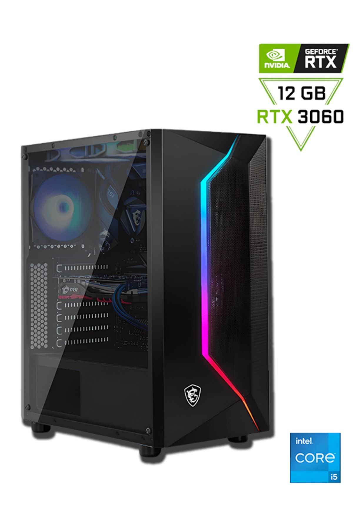 MSI Intel Core I5 12400f / 16gb Ddr4 / 1tb 3300-3100 Mb /s M2 Ssd / Zotac Rtx3060 Oyuncu Masaüstü