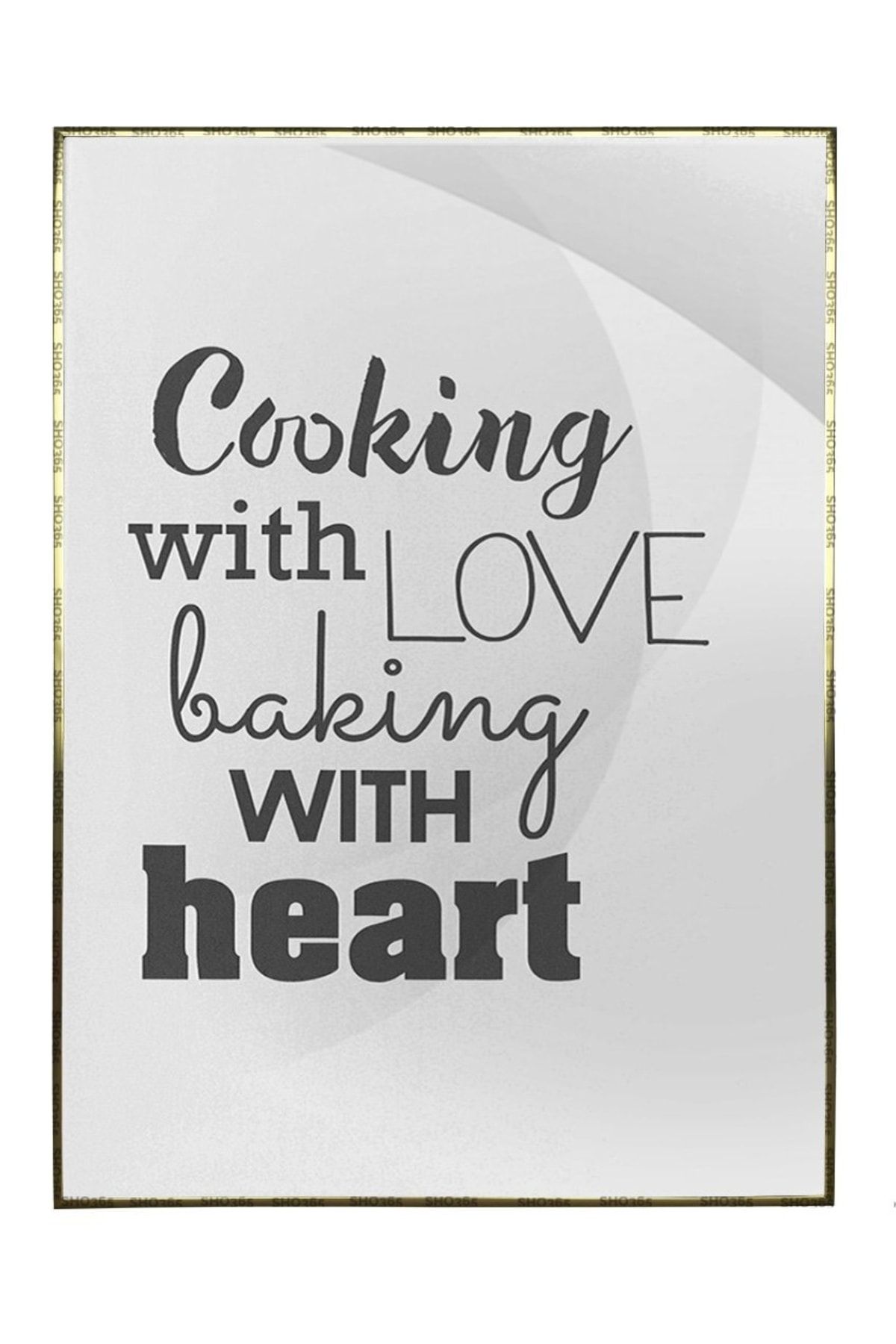 Shop365 Cooking With Love..ingilizce Yazı Yemek Mutfak Dekoratif Tablo Çerçeveli P-004554