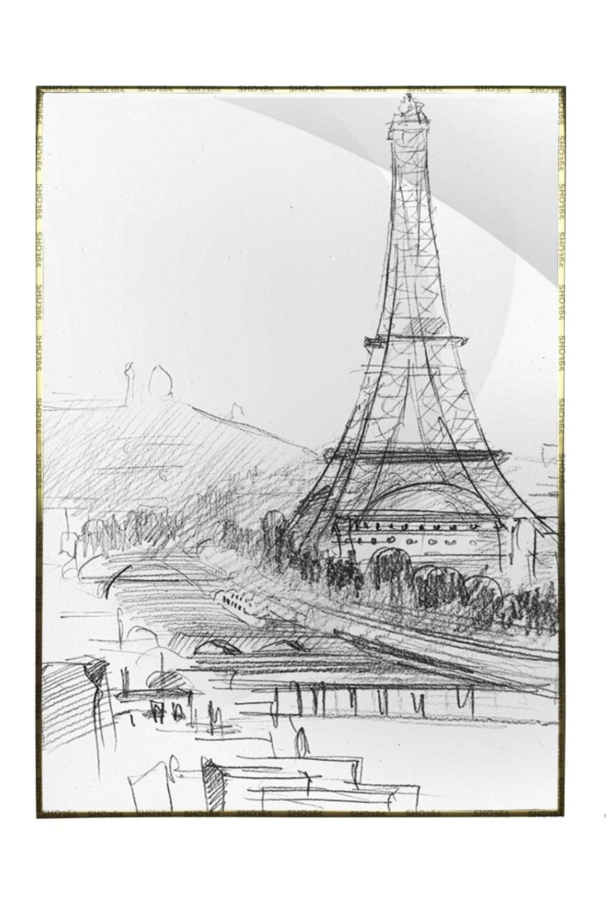 Shop365 Paris'teki Eyfel Kulesi'nin Imzası Modern Sanat Tuval Tablo Çerçeveli P-004655