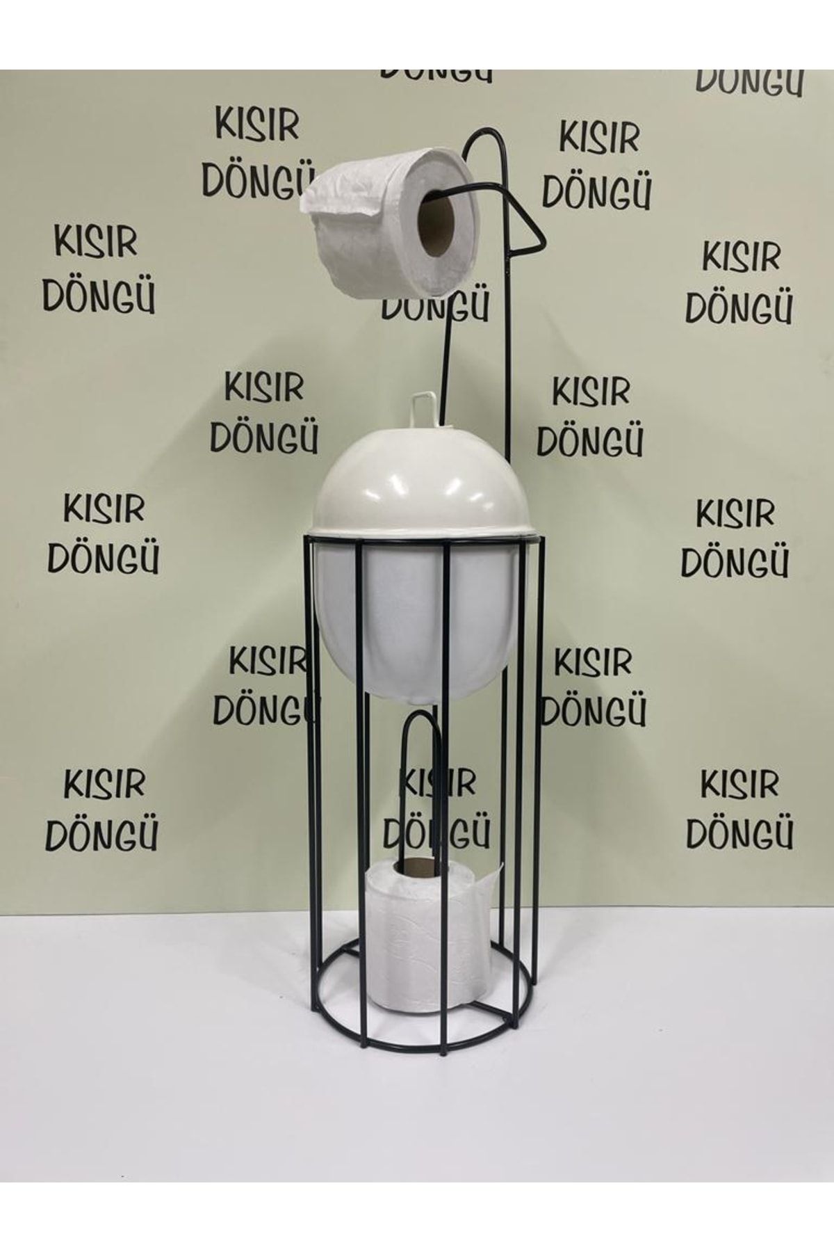 KISIR DÖNGÜ Ferforje Wc Seti Standlı Çöp Kovası Tuvalet Kağıtlığı