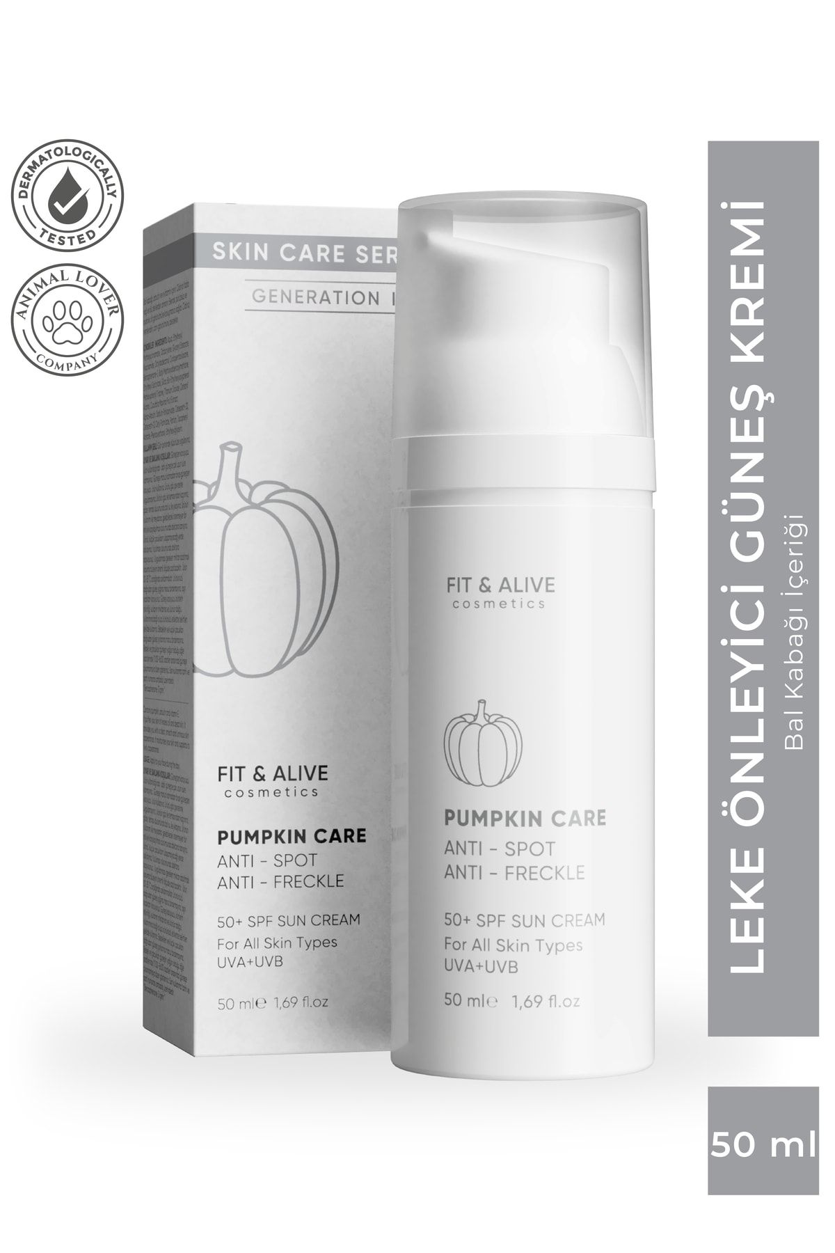 Fit & Alive Fitalive Lekeli Ciltlere Özel Aydınlatıcı Pumpkin Güneş Kremi Spf 50 (ANTİ SPOT & ANTİ FRECKLES)