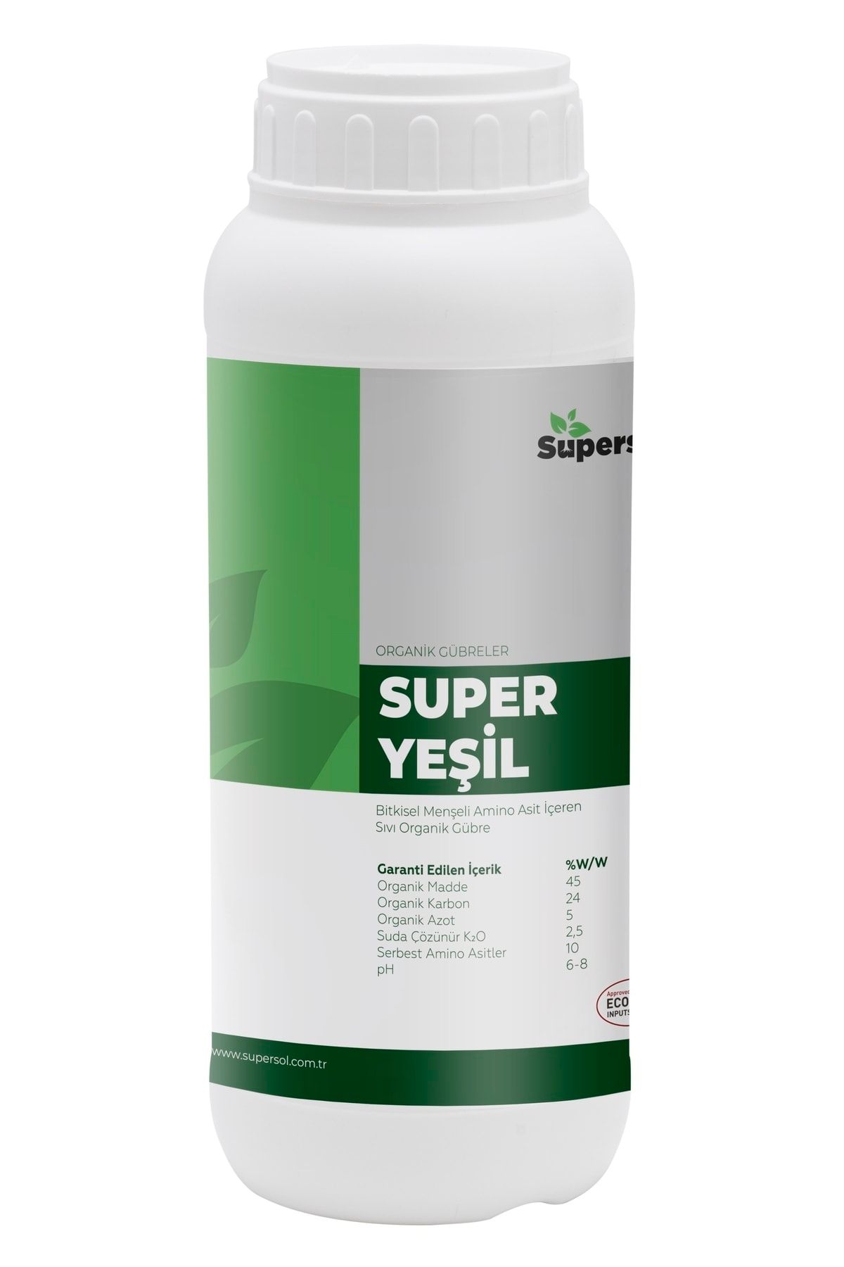 SUPERSOL BİYOTEKNOLOJİ Super Yeşil 1 L Bitkisel Menşeli Aminoasit Içeren Sıvı Organik Gübre
