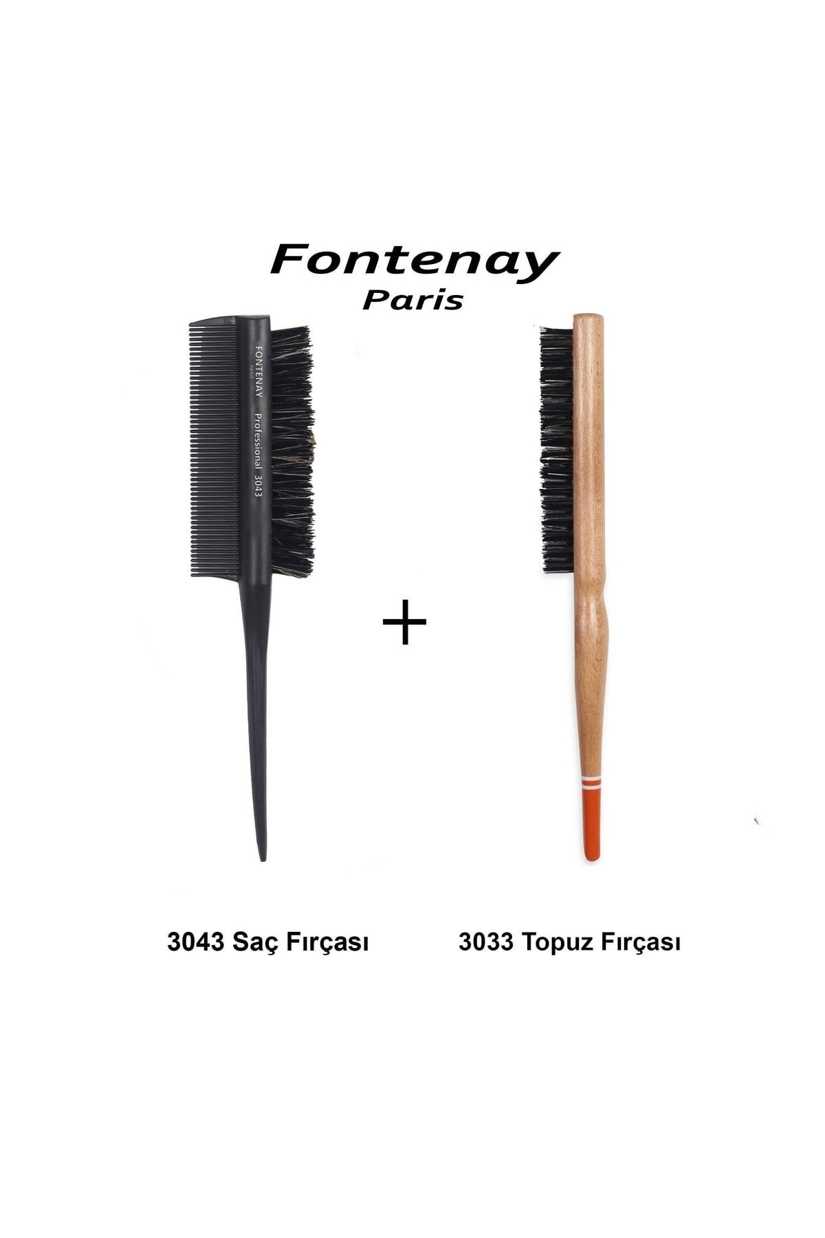 Fontenay Profesyonel 3043 Topuz Fırçası Krepe Şiş Tarak 3 In 1 Ve 3033 Topuz Fırçası 2'li Fırça Seti