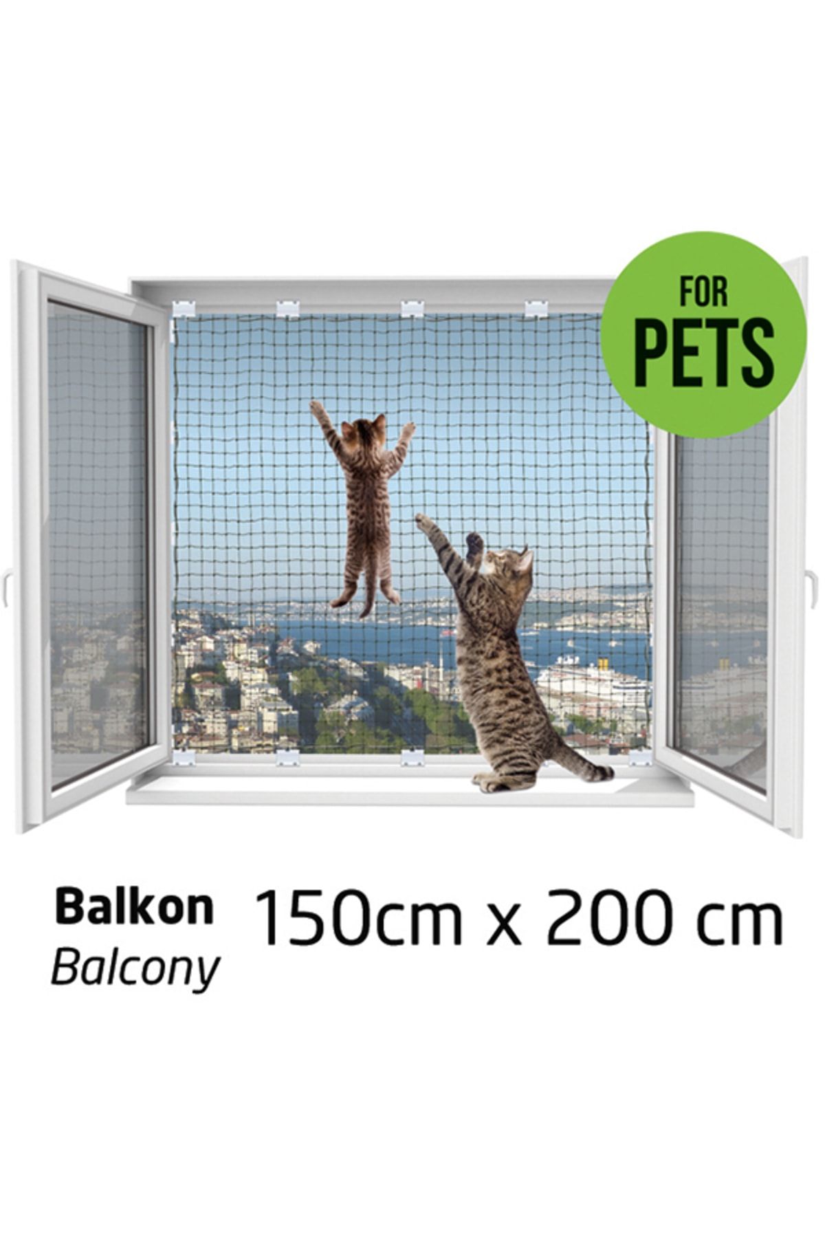 WINBLOCK Pets Balkonlar Için Kedi Güvenlik Ağı 150cm X 200cm
