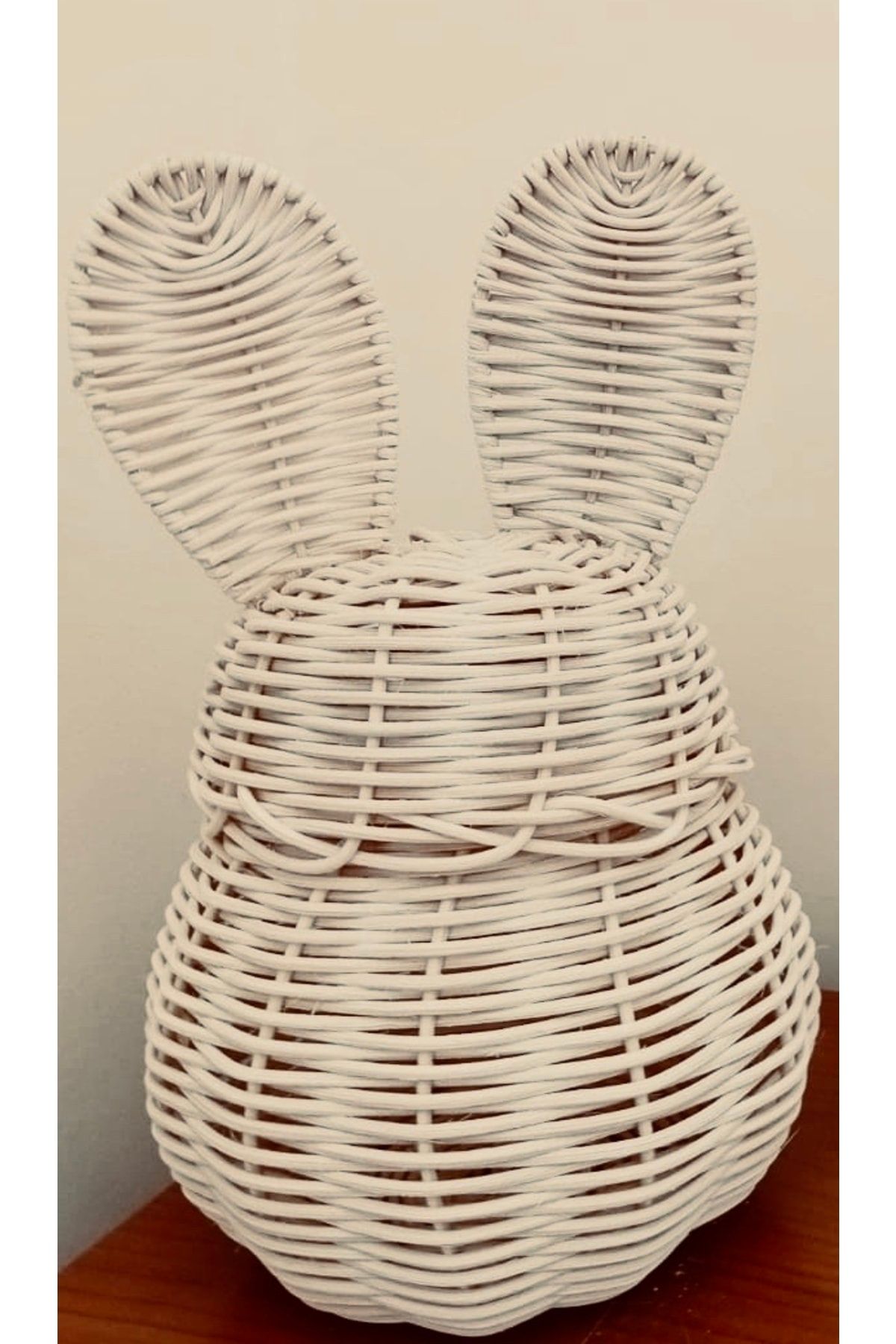 AFRALYAHOME Rattan Kapaklı Tavşan Kulaklı Sepet-düzenleyici-çocuk Odası Dekorasyon 30 Cm