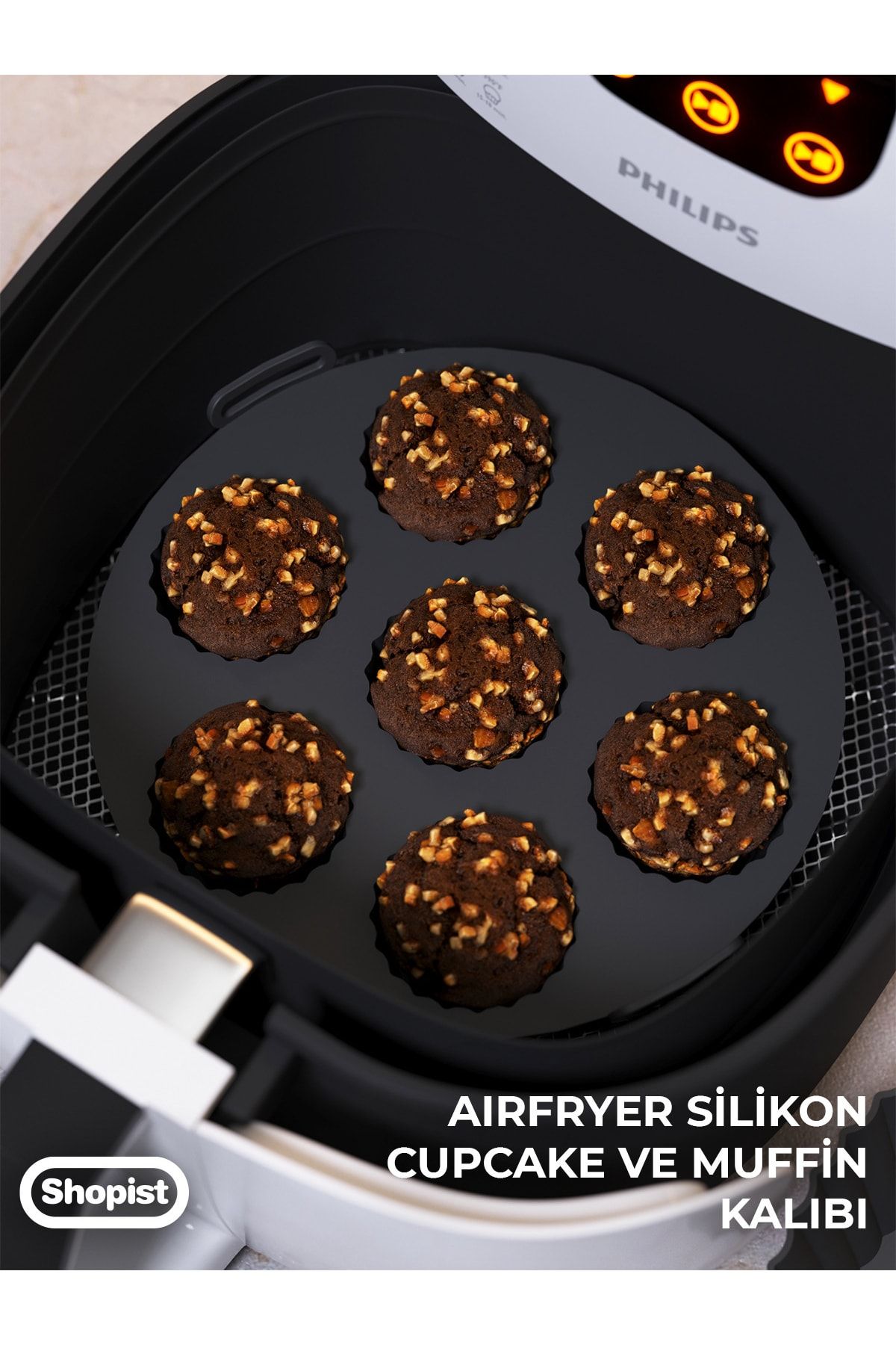 SHOPİST Airfryer Kek-muffin-cupcake Pişirme Kalıbı Siyah- Airfryer Pişirme Kağıdı Silikon- Bpa Free