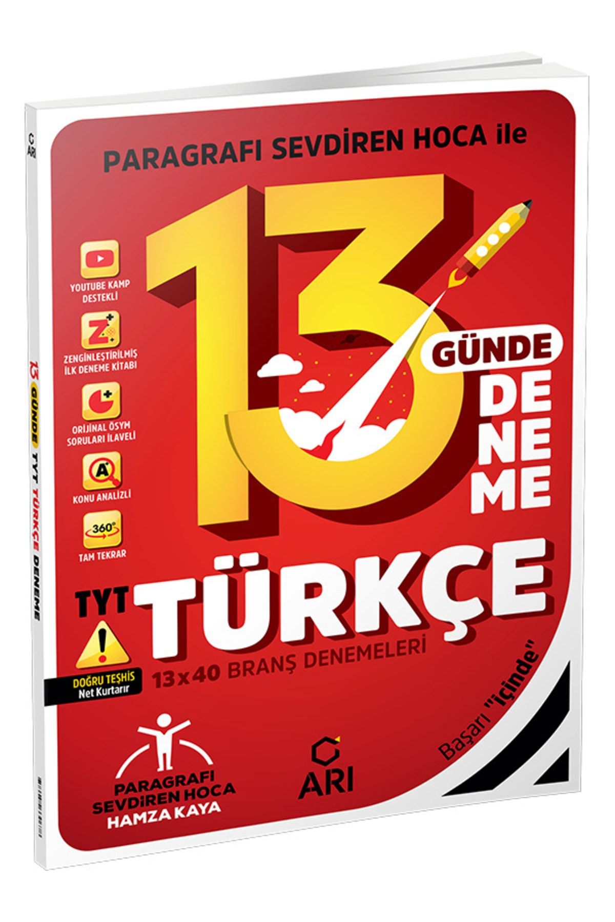 Arı Yayıncılık 2023 Tyt Türkçe 13 Günde 13x40 Branş Denemeleri Hamza Kaya