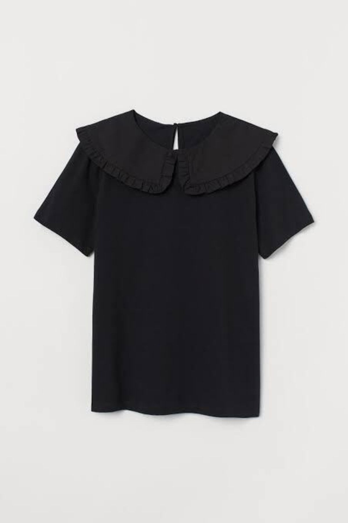 ENZO Kadın Siyah Bebe Yaka T-shirt